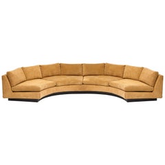 Milo Baughman Semi Circular Two-Piece Sofa Caramel Corduroy Upholstery, 1980s