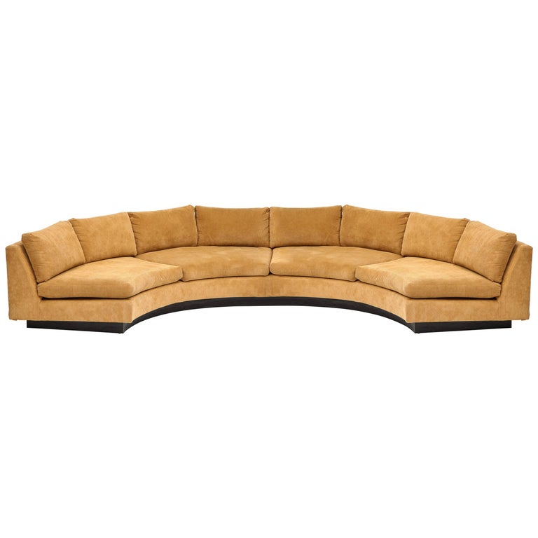 Milo Baughman Semi Circular Two-Piece Sofa Caramel Corduroy Upholstery, 1980s