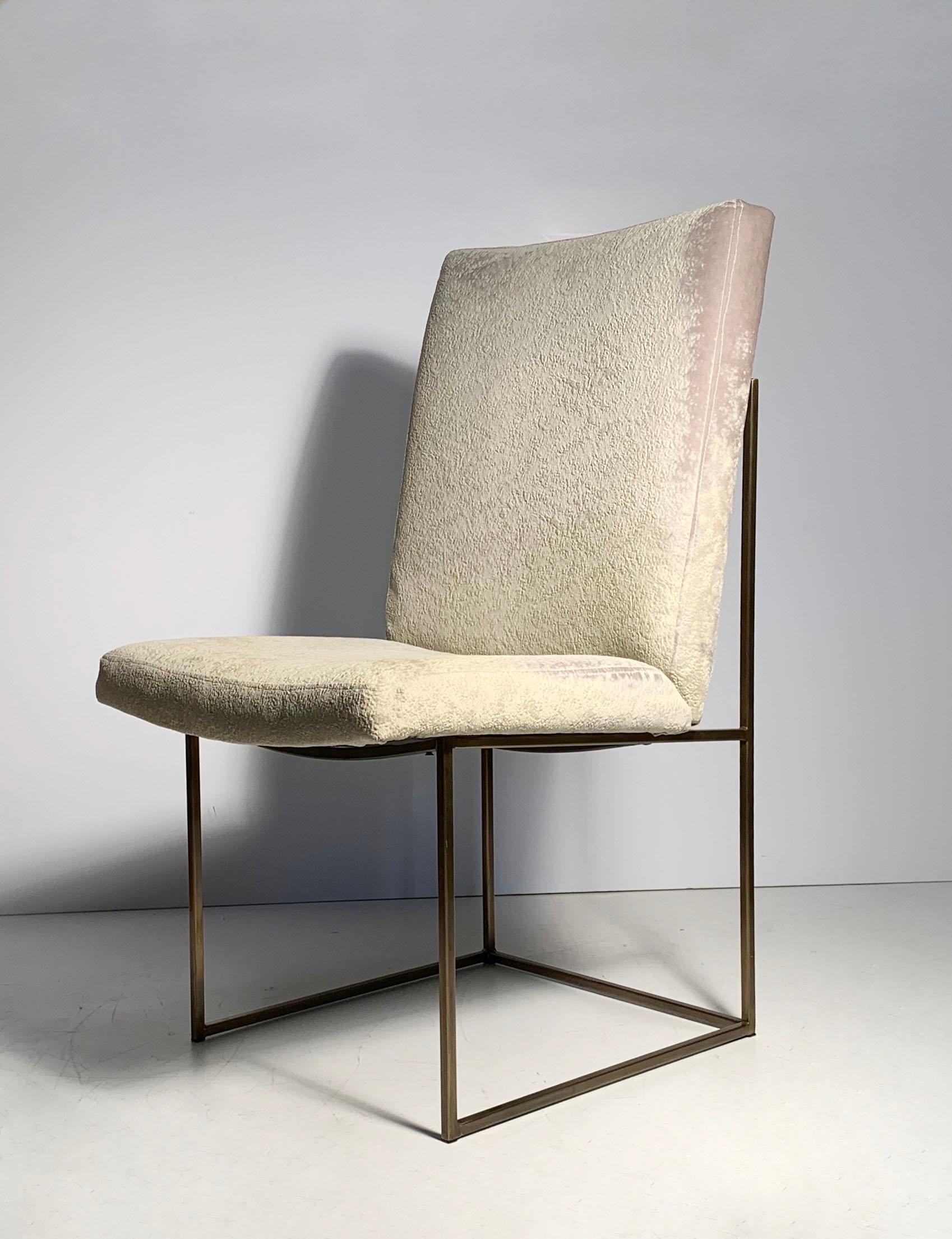 Milo Baughman set of 6 dining chairs in a bronze finish.

Ready to be reupholstered.