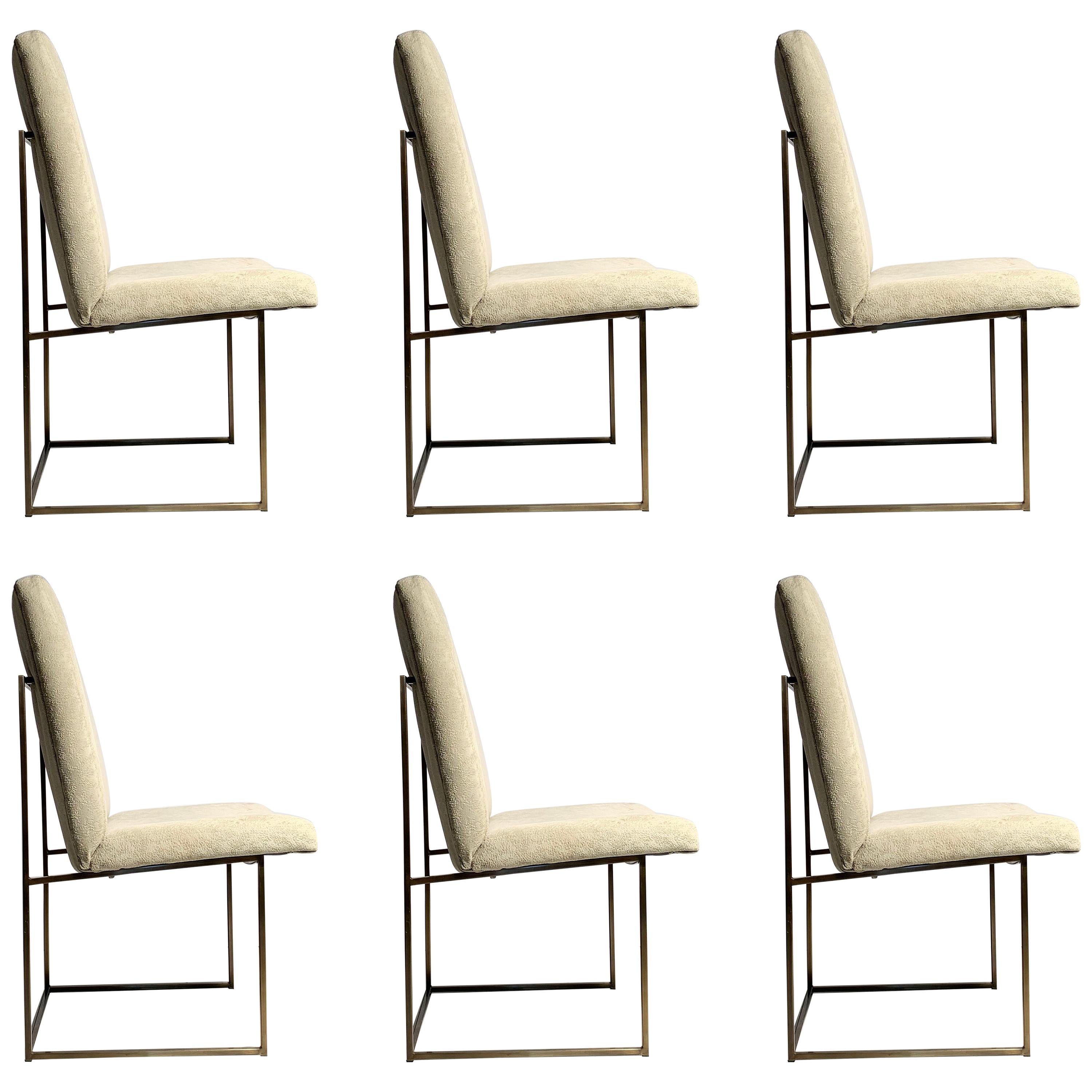 Milo Baughman Set of 6 Bronze Finish Dining Chairs