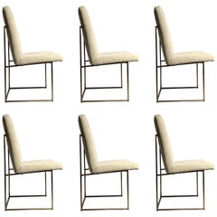 Milo Baughman Set of 6 Bronze Finish Dining Chairs