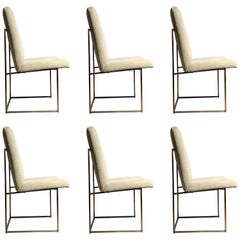 Milo Baughman Set of 6 Bronze Finish Dining Chairs