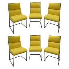 Milo Baughman Set of 6 Dining Chairs in Polished Chrome, 1970s
