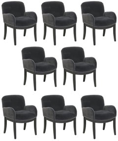 Retro Milo Baughman Set of 8 Dining Chairs, c. 1986