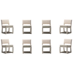 Milo Baughman Conjunto de 8 Sillas de Comedor Parsons en Bouclé Marfil by Thayer Coggin