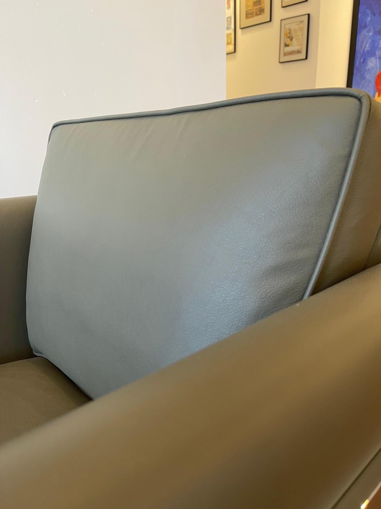 Milo Baughman: Loungesessel-Set aus olivgrünem italienischem, olivgrünem Leder im Angebot 4