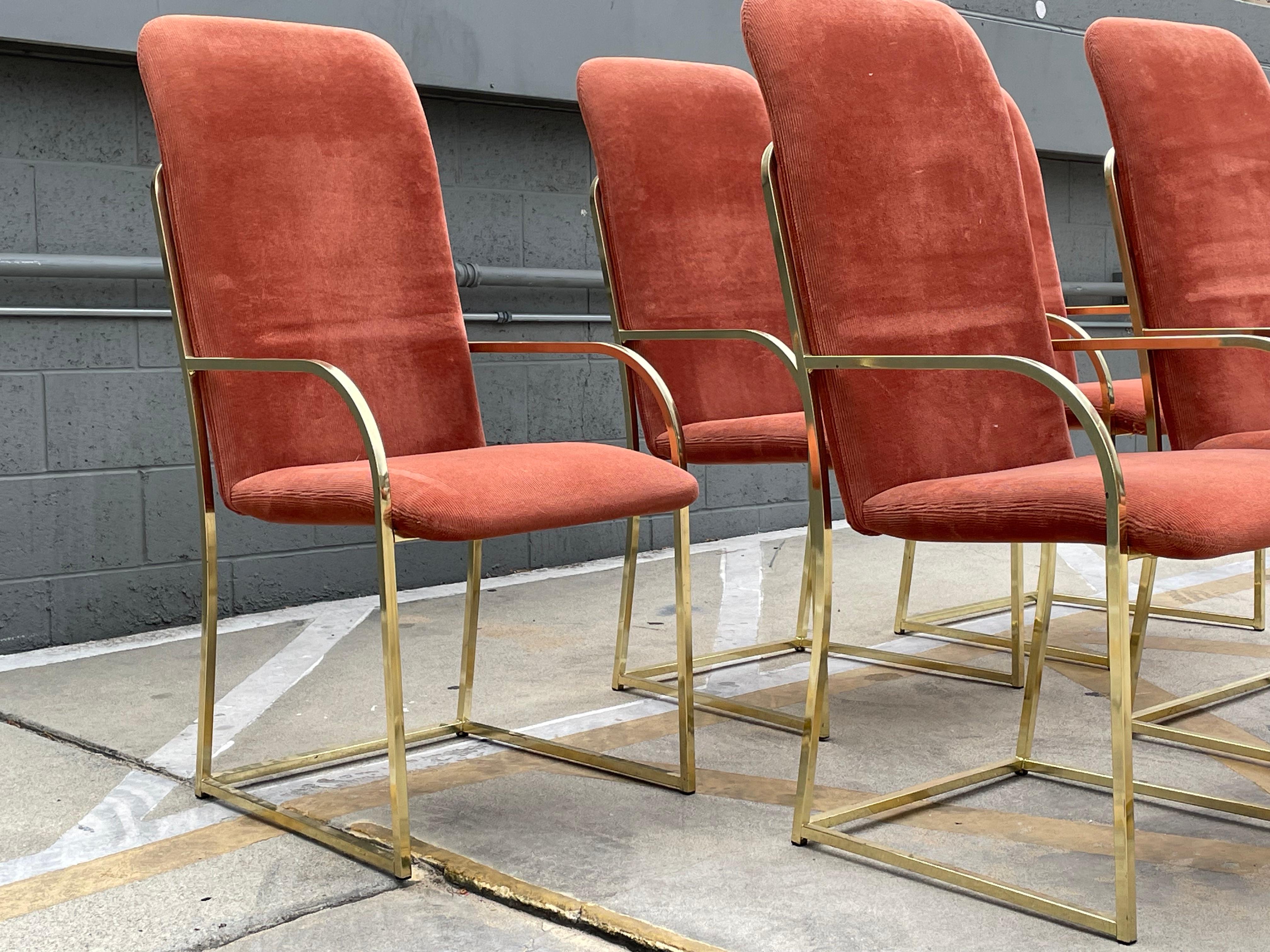 Milo Baughman Set of Six Brass Dining Chairs DIA Design Institute of America 4