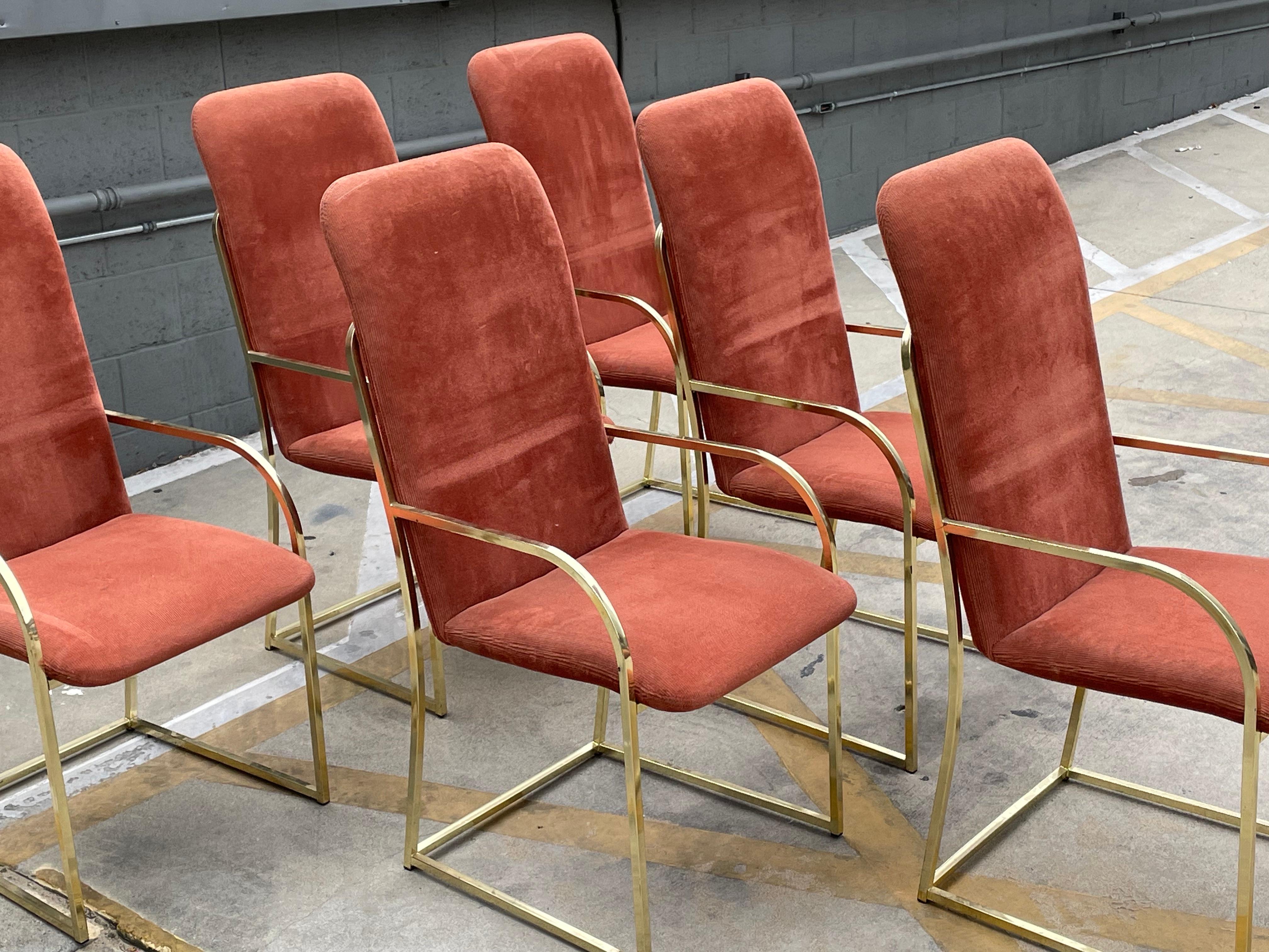 Milo Baughman Set of Six Brass Dining Chairs DIA Design Institute of America 7