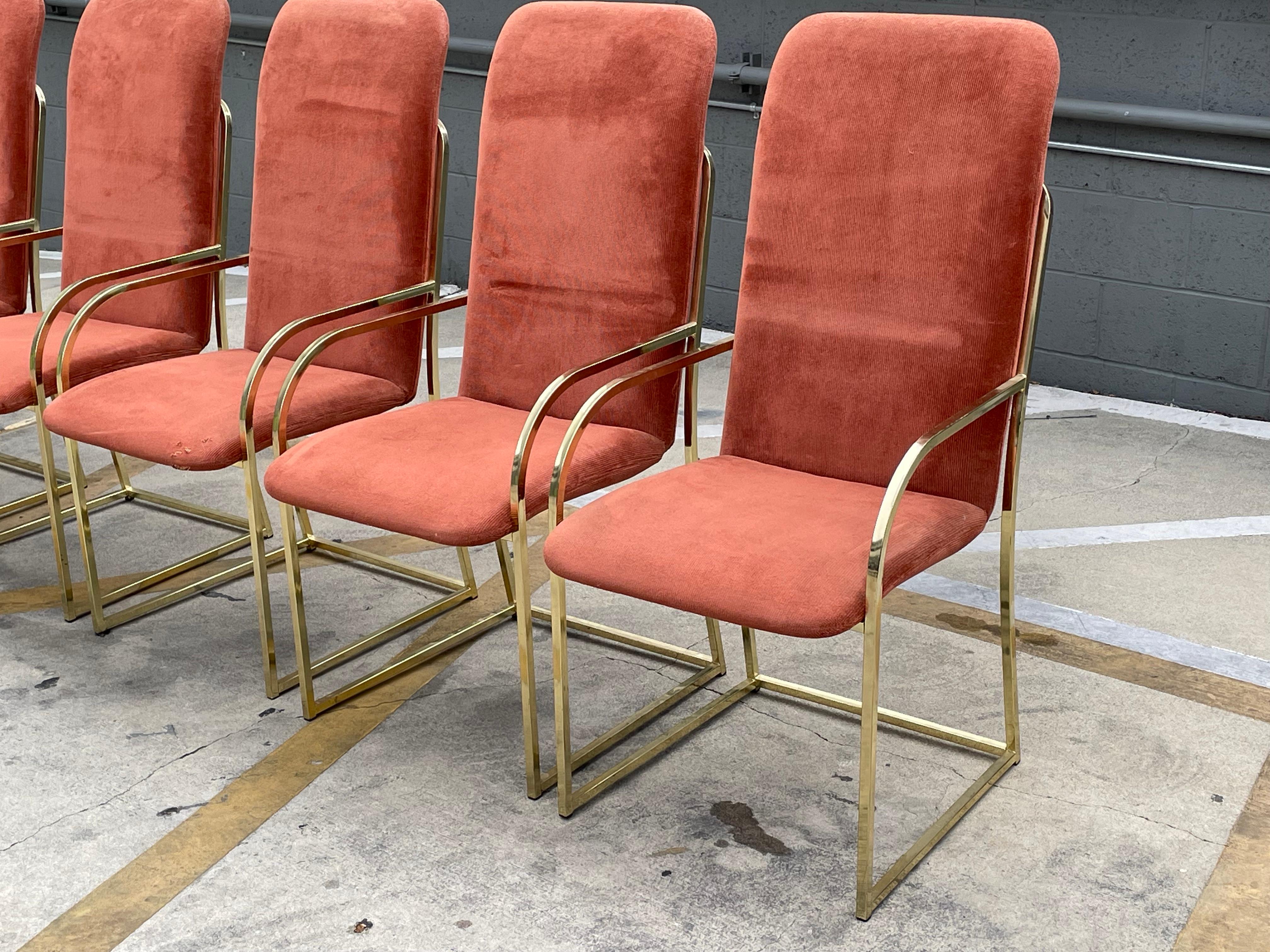 Milo Baughman Set of Six Brass Dining Chairs DIA Design Institute of America 14