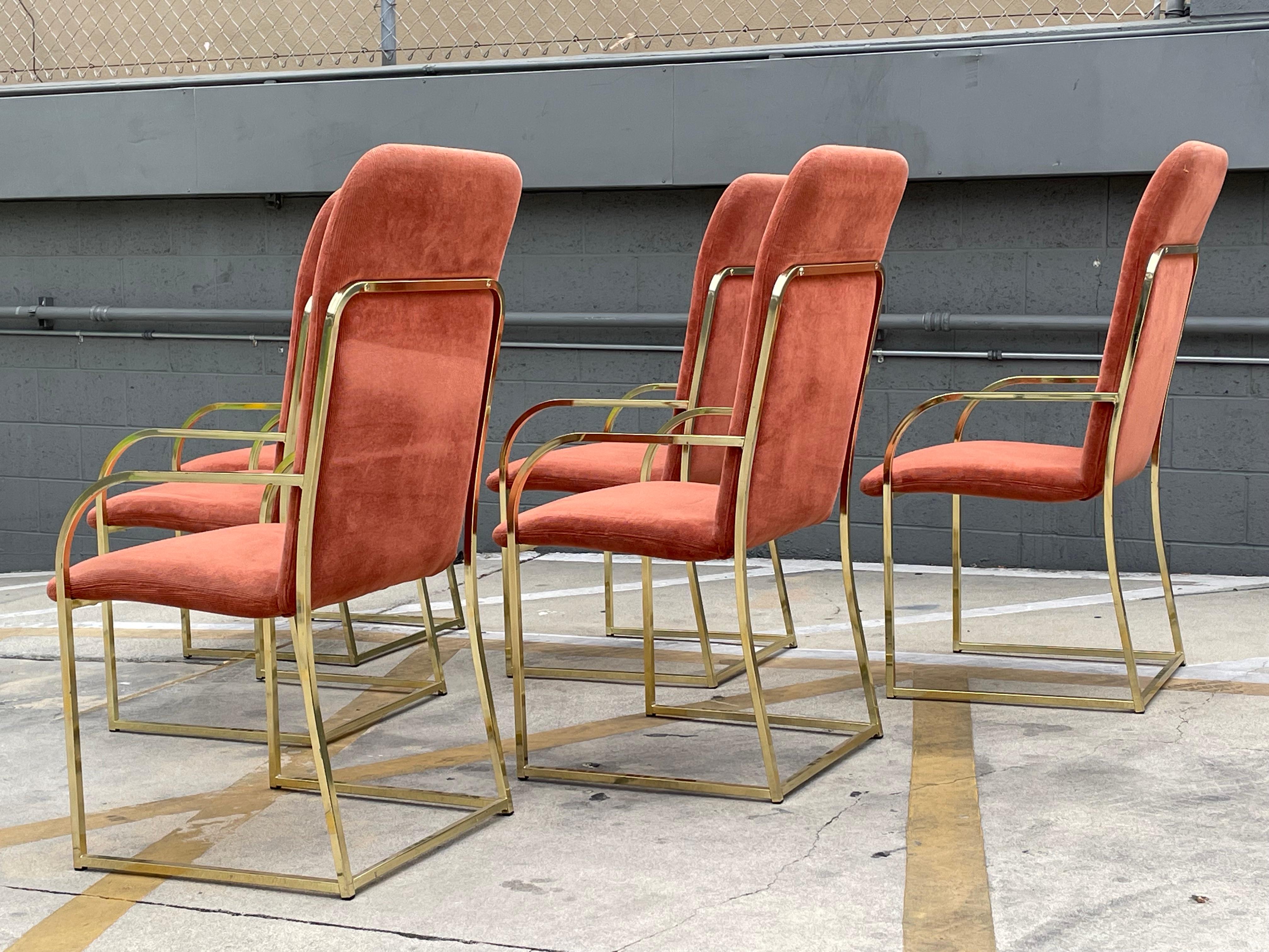 Milo Baughman Set of Six Brass Dining Chairs DIA Design Institute of America 1