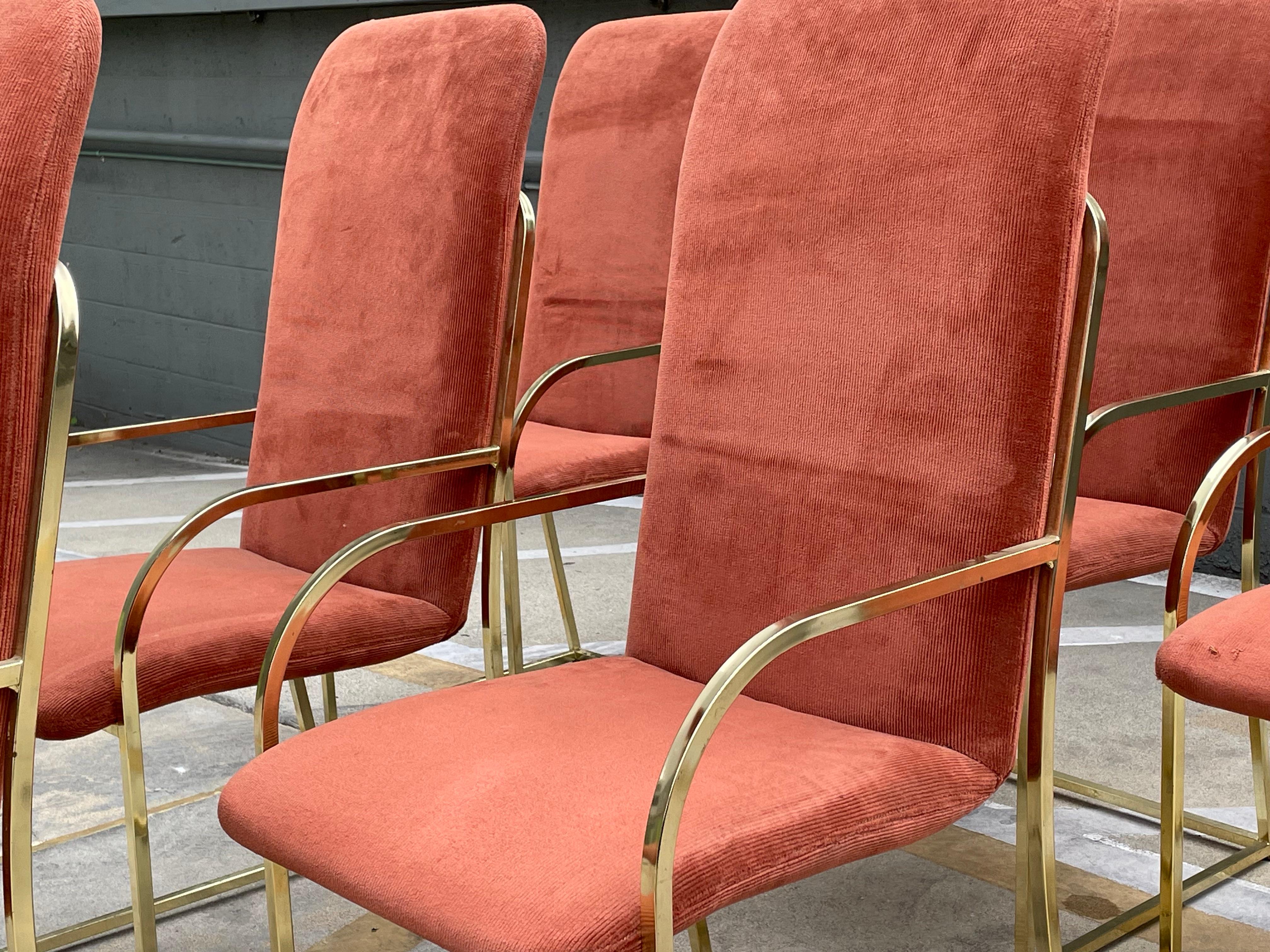 Milo Baughman Set of Six Brass Dining Chairs DIA Design Institute of America 2