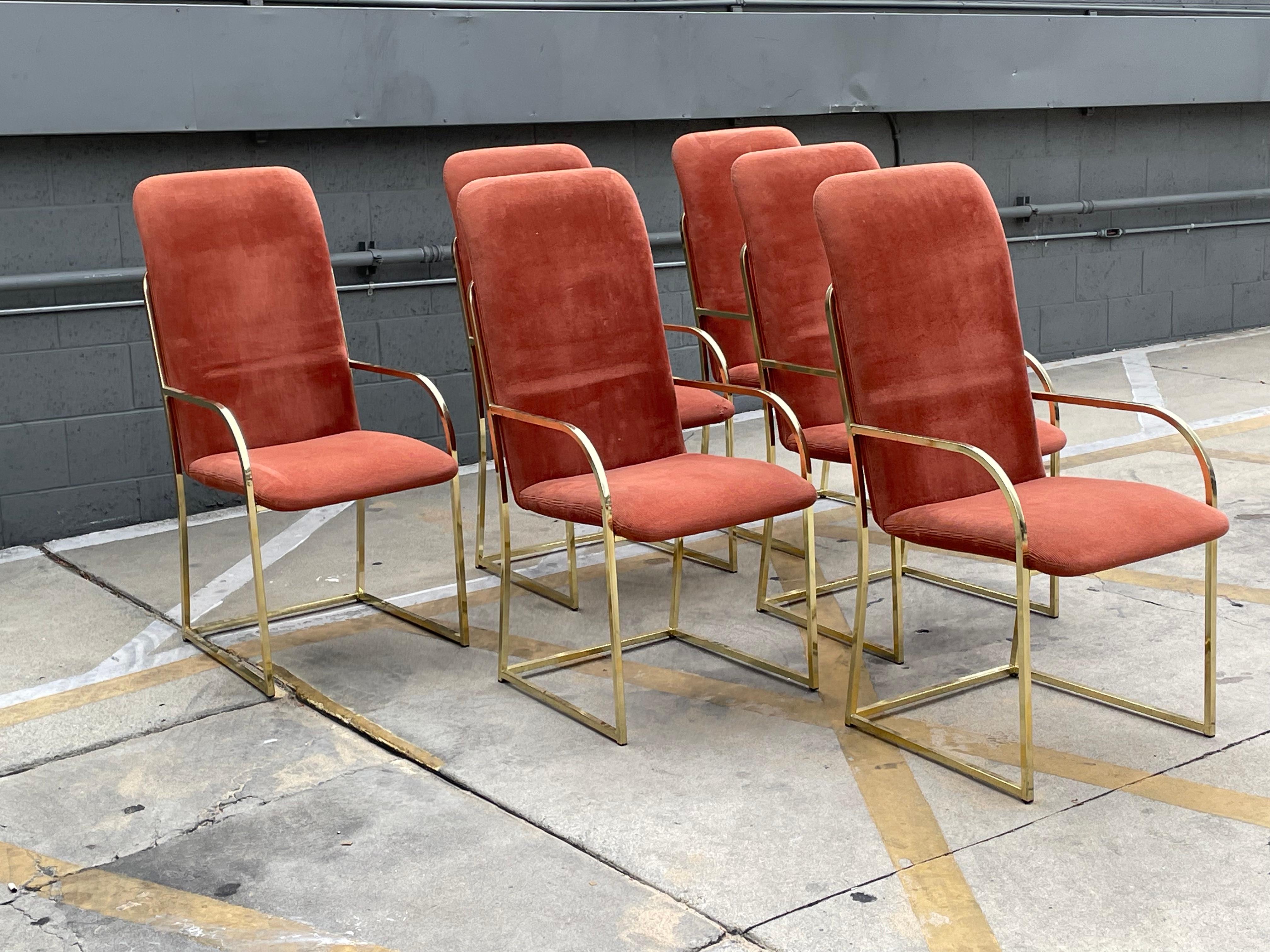 Milo Baughman Set of Six Brass Dining Chairs DIA Design Institute of America 3