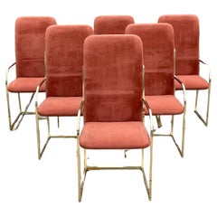 Milo Baughman, Satz von sechs Esszimmerstühlen aus Messing, DIA Design Institute of America