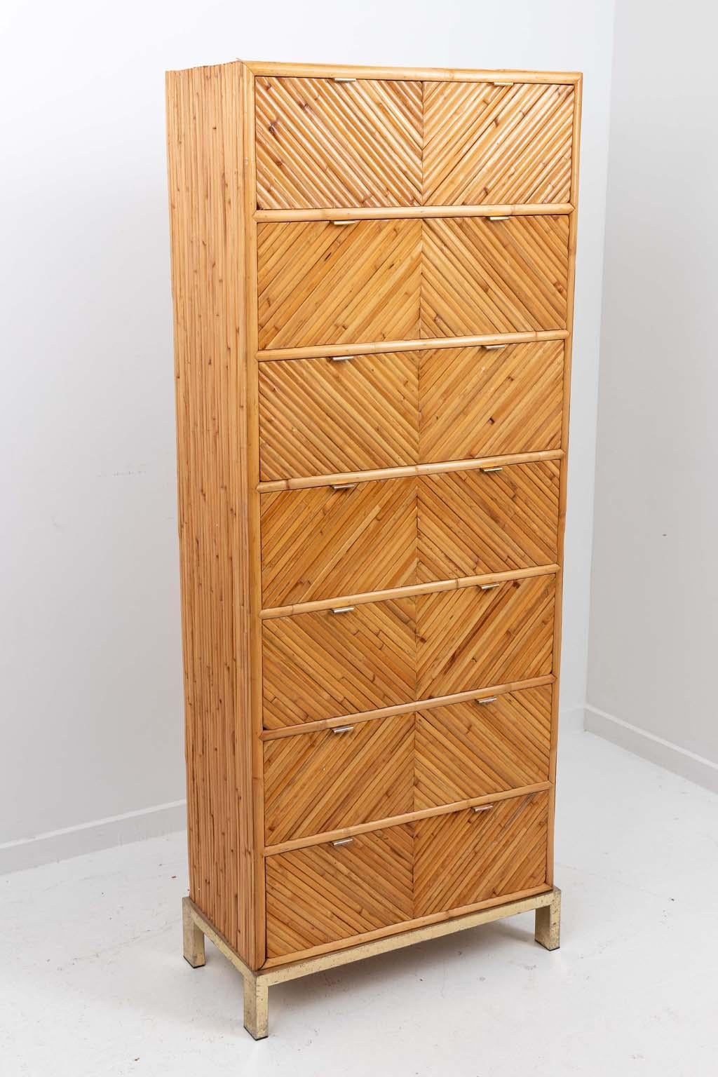 Milo Baughuam seven drawer split bamboo chest. 
