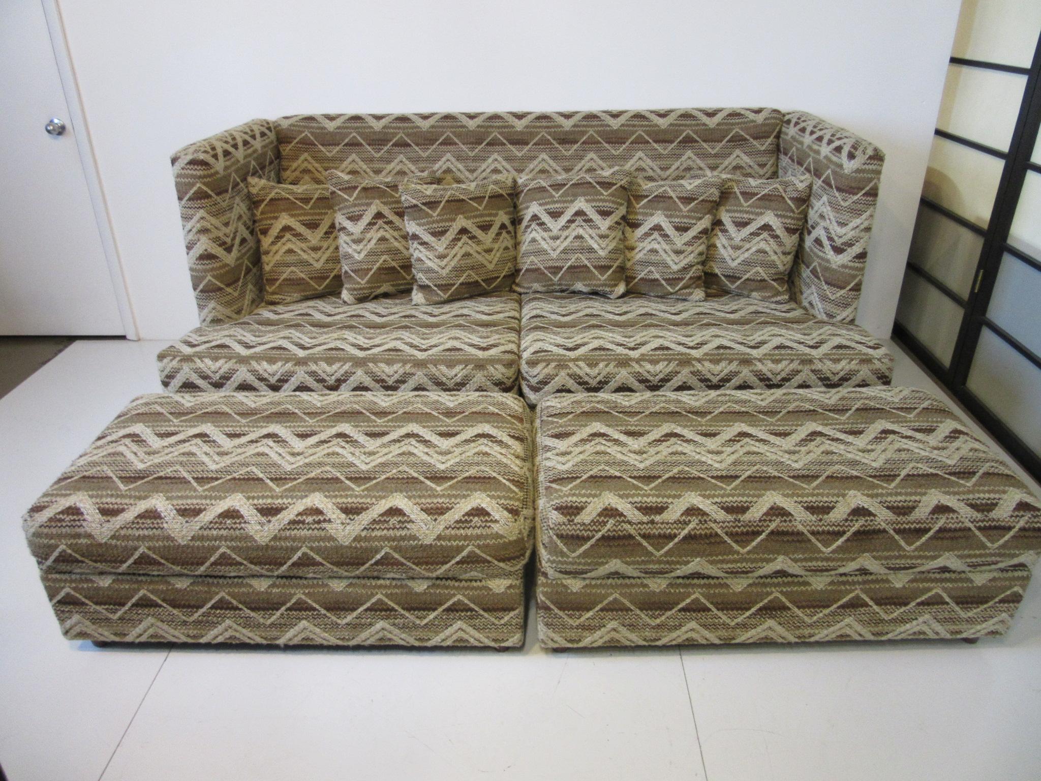 Milo Baughman Shelter Sofa and Matching Storage Ottomans for Thayer Coggin 3