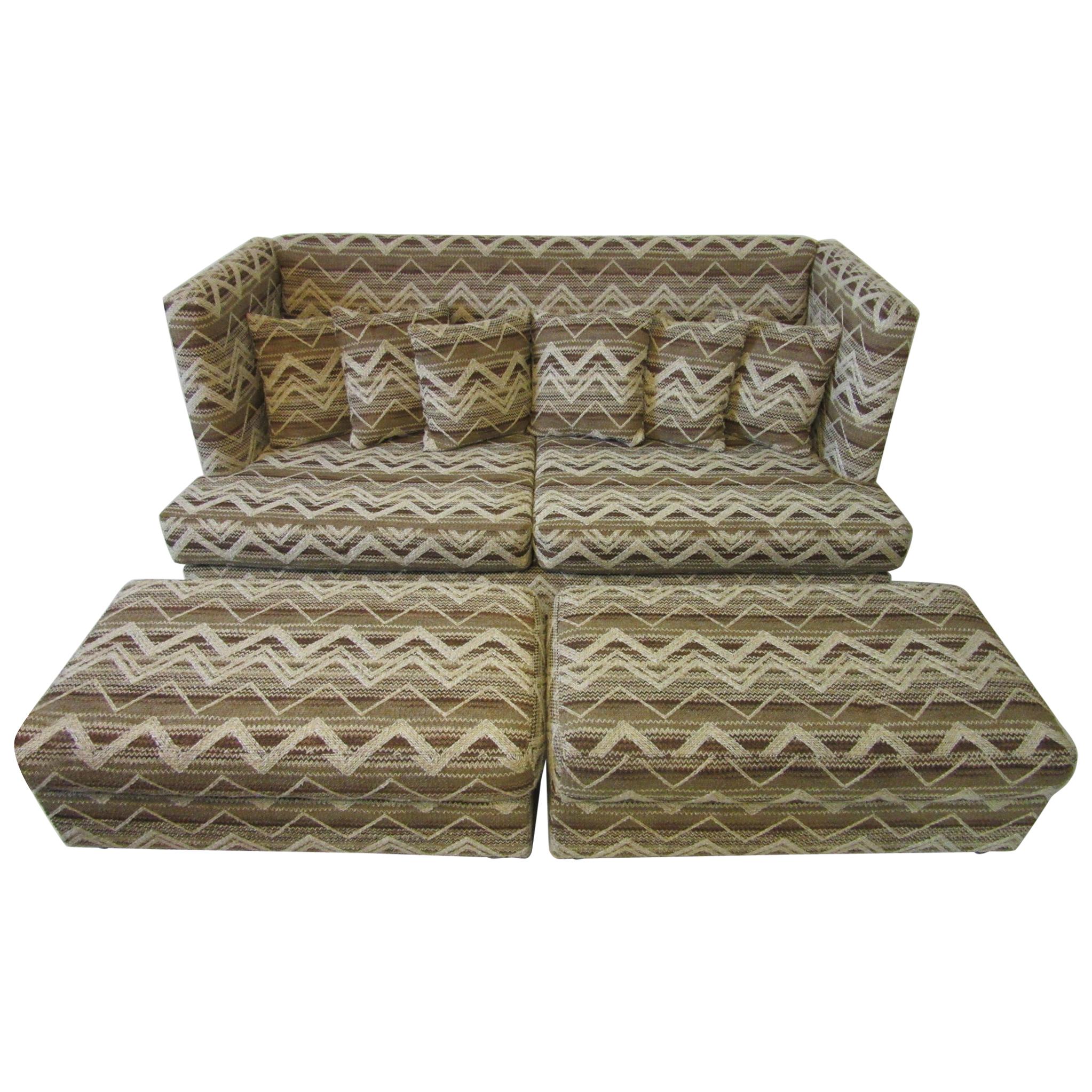 Milo Baughman Shelter Sofa and Matching Storage Ottomans for Thayer Coggin