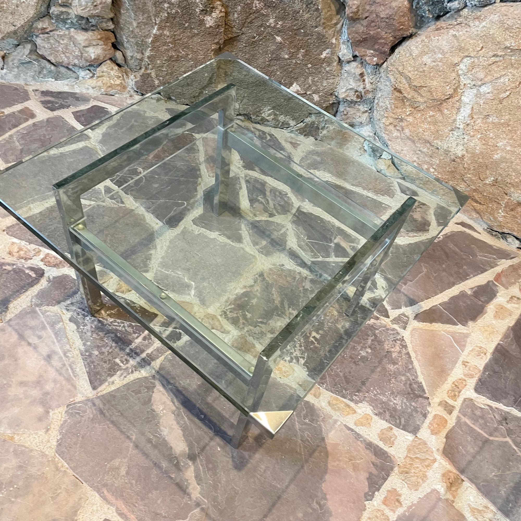 1970s Milo Baughman Side Tables Chrome Glass and Lucite For Sale 4