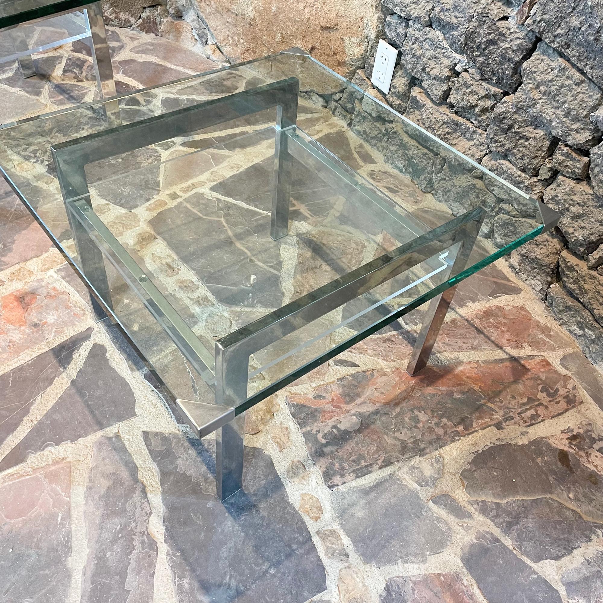 Late 20th Century 1970s Milo Baughman Modern Side Tables in Chrome Glass and Lucite For Sale