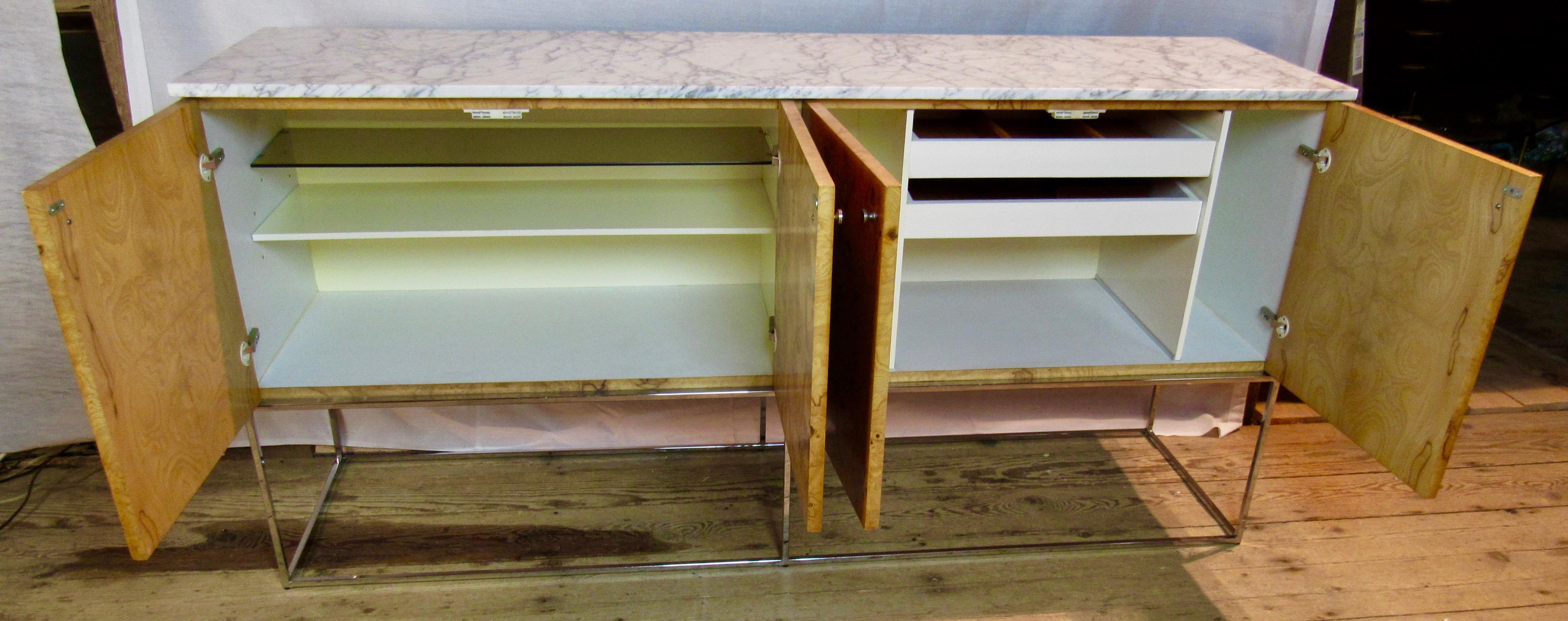 Milo Baughman Sideboard Olive Ash Burl and Marble for Thayer Coggin, 1970s 1