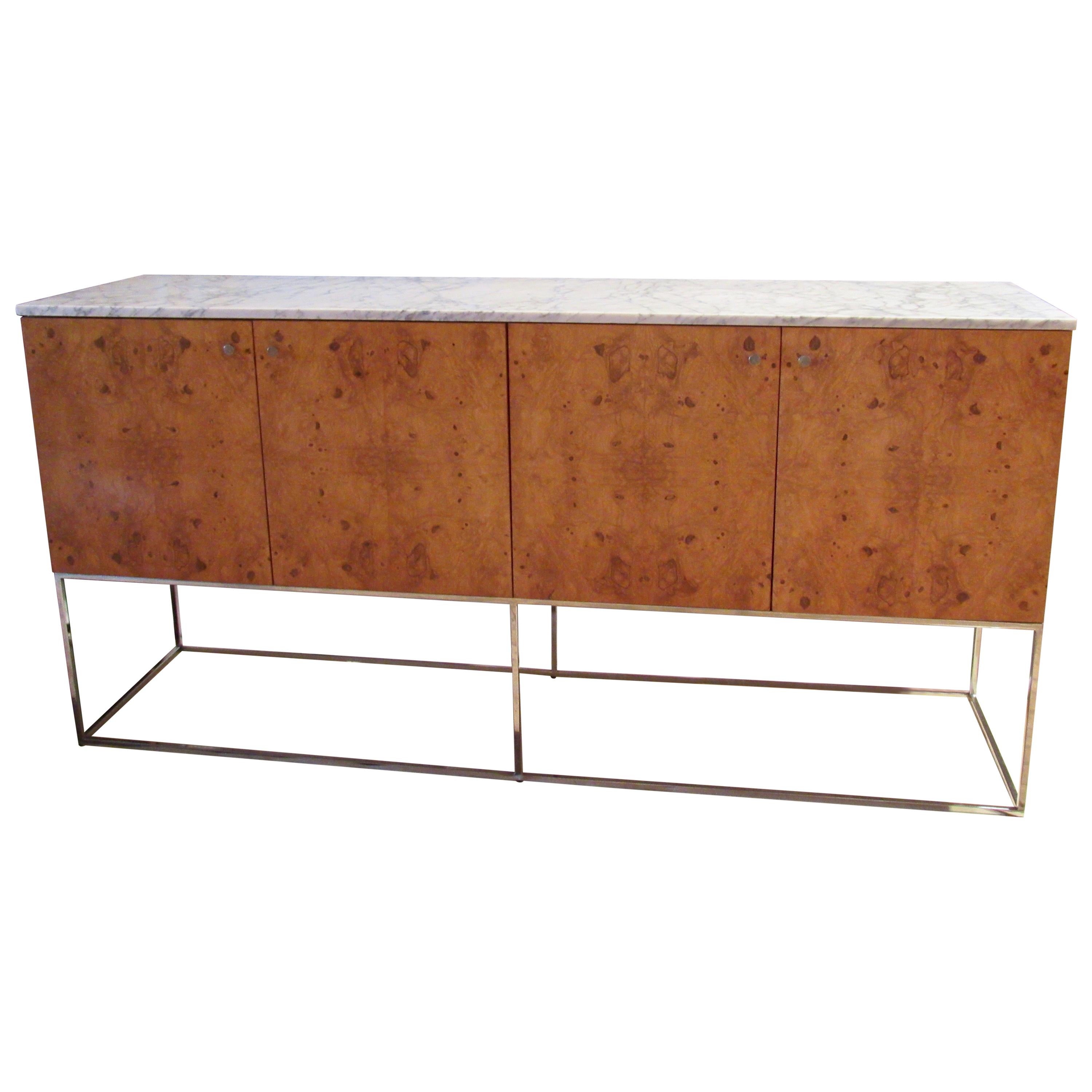 Milo Baughman Sideboard Olive Ash Burl and Marble for Thayer Coggin, 1970s