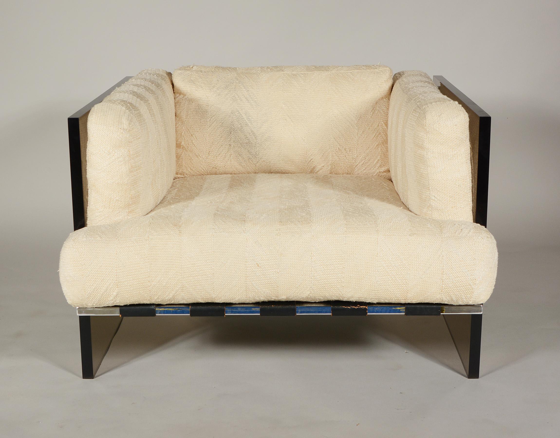 Milo Baughman Smoked Lucite and Chrome Lounge Chair 1