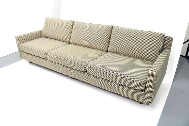 1960s sofa attributed to Milo Baughman for Thayer Coggin. This sofa has the exact lines and dimensions of Baughman's TC 2038 sofa. The feet seem to have been replaced or special ordered.

Single estate sofa. Purchased in Manhattan in the