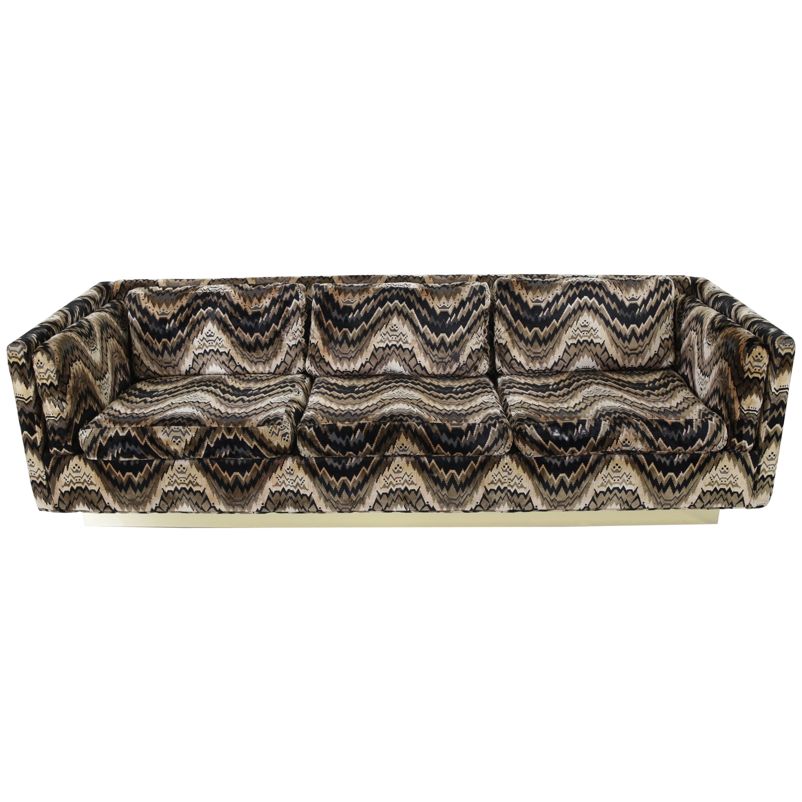 Milo Baughman Sofa on Brass Base