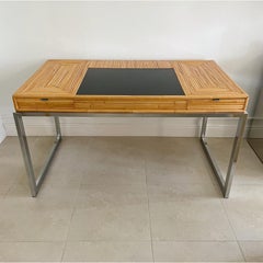 Design Institute of America (DIA) Split Rattan Black Glass Chrome Desk