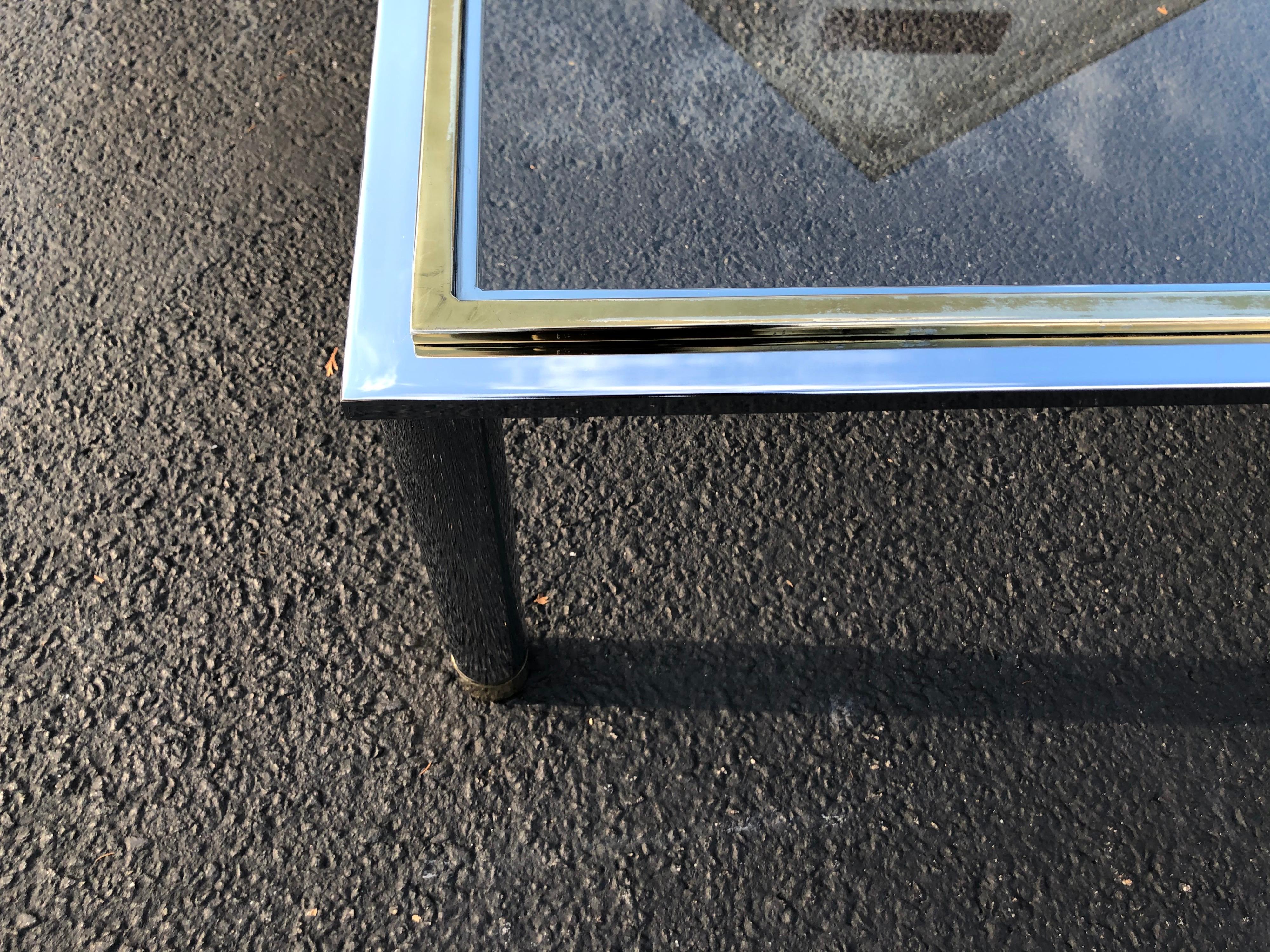 Milo Baughman Style Square Brass and Chrome Coffee Table 6