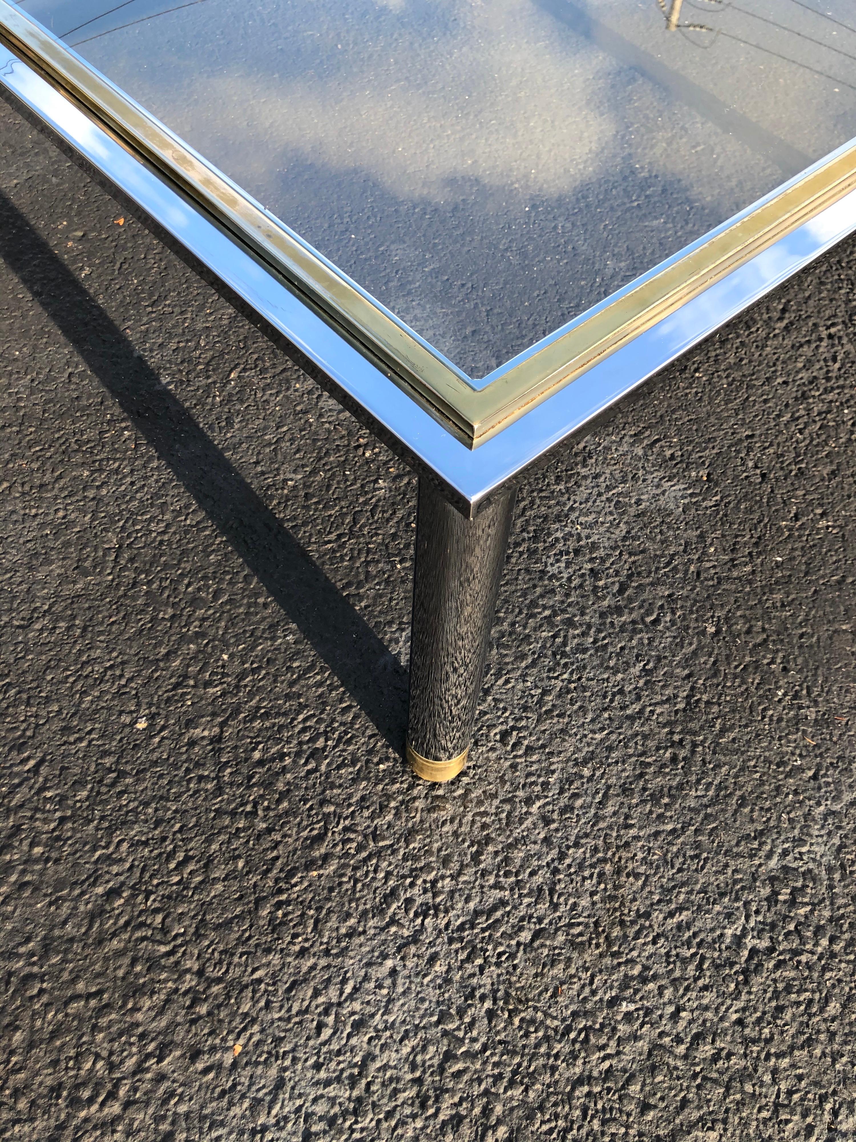Milo Baughman Style Square Brass and Chrome Coffee Table 8