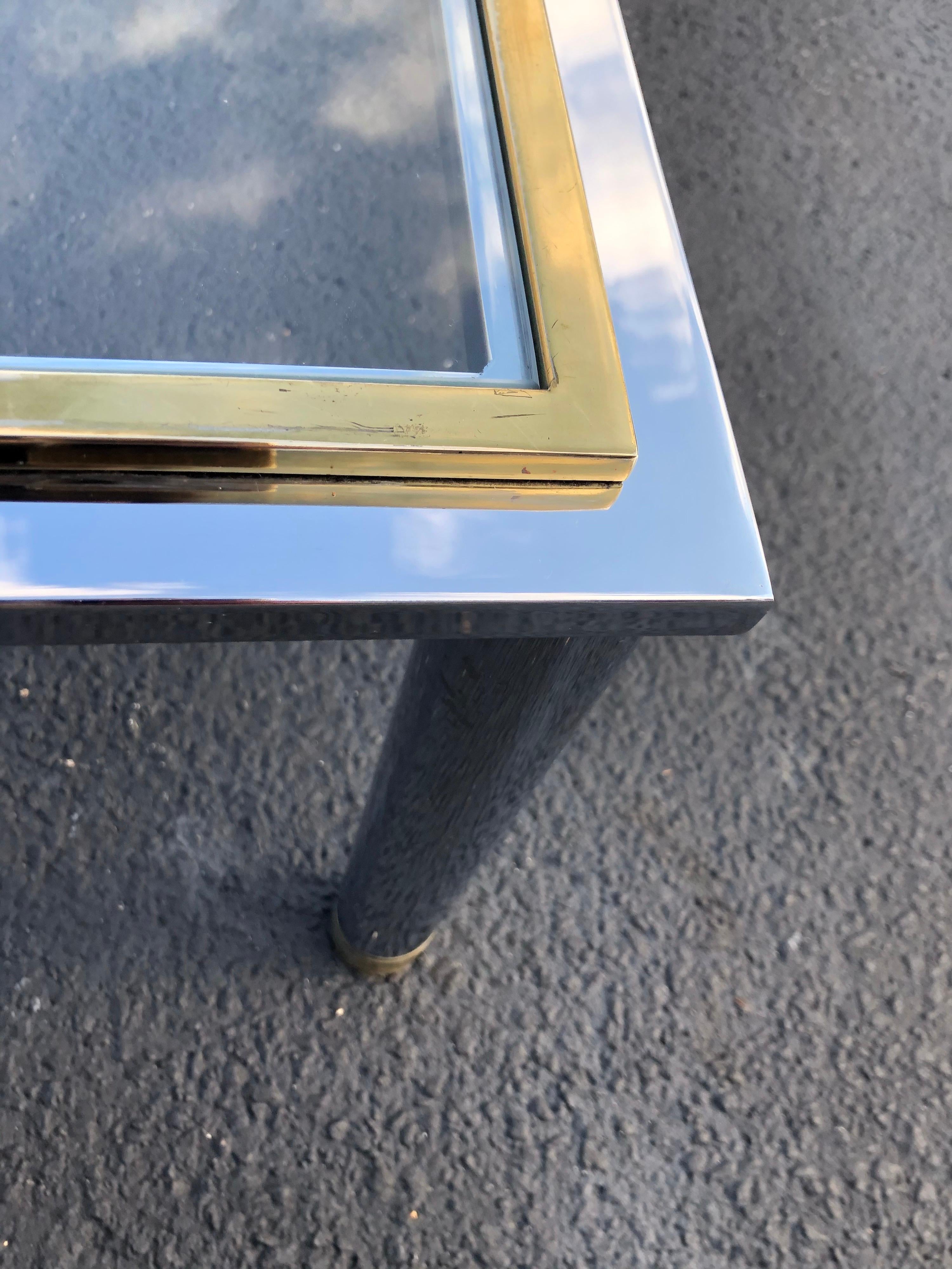 Milo Baughman Style Square Brass and Chrome Coffee Table 9