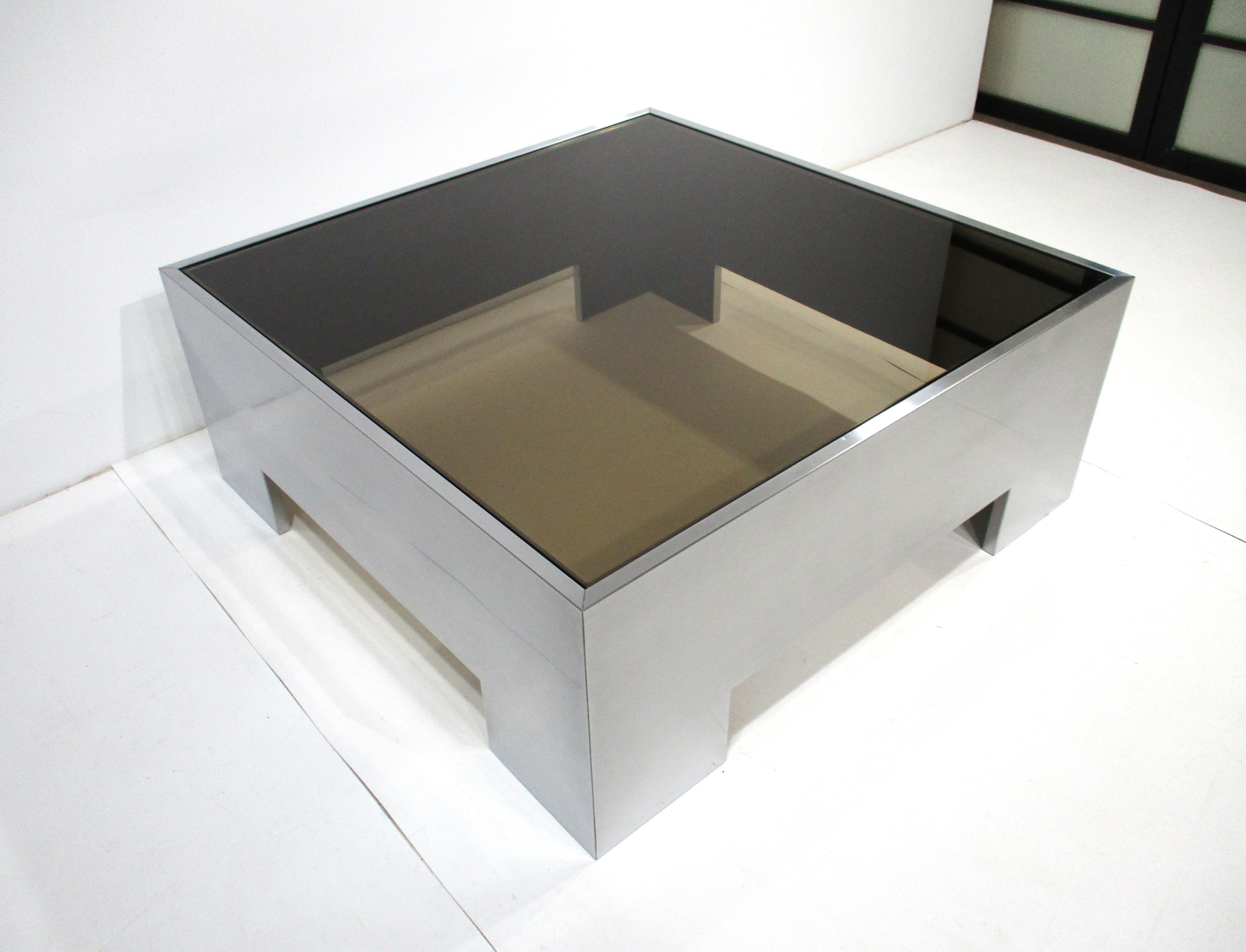 Table basse en acier inoxydable et en verre Milo Baughman pour DIA en vente 4