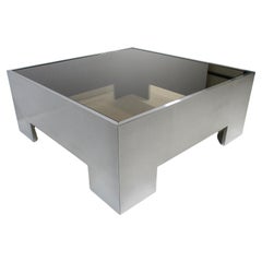 Milo Baughman Stainless Steel Glass Coffee Table for DIA