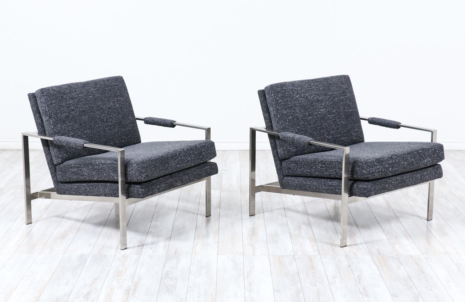 Milo Baughman Steel Lounge Chairs for Thayer Coggin

________________________________________

Transforming a piece of Mid-Century Modern furniture is like bringing history back to life, and we take this journey with passion and precision. With over