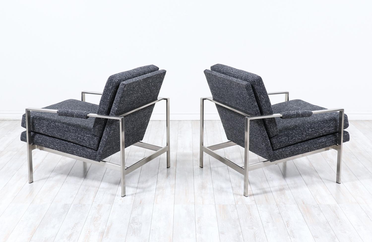 American  Expertly Restored - Milo Baughman Steel Lounge Chairs for Thayer Coggin