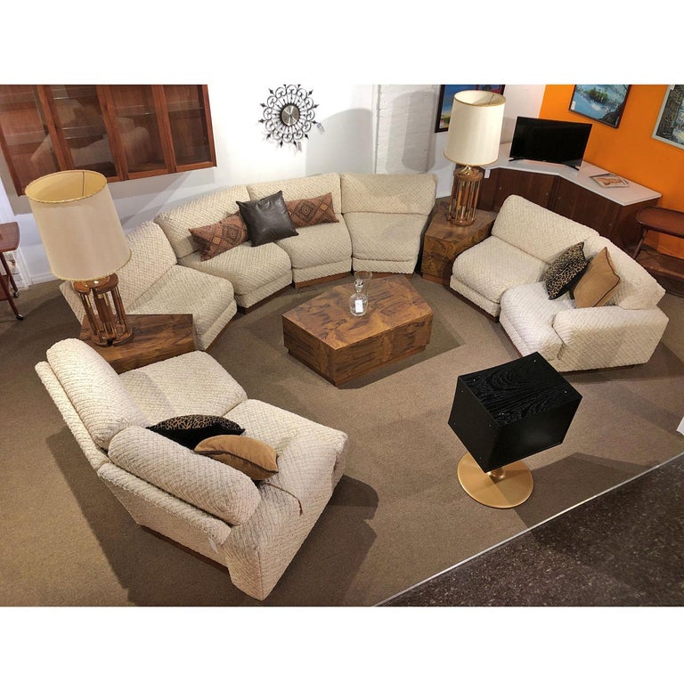 Windsor Sectional Sofa Couch and End Tables Set, Milo Baughman Style 11