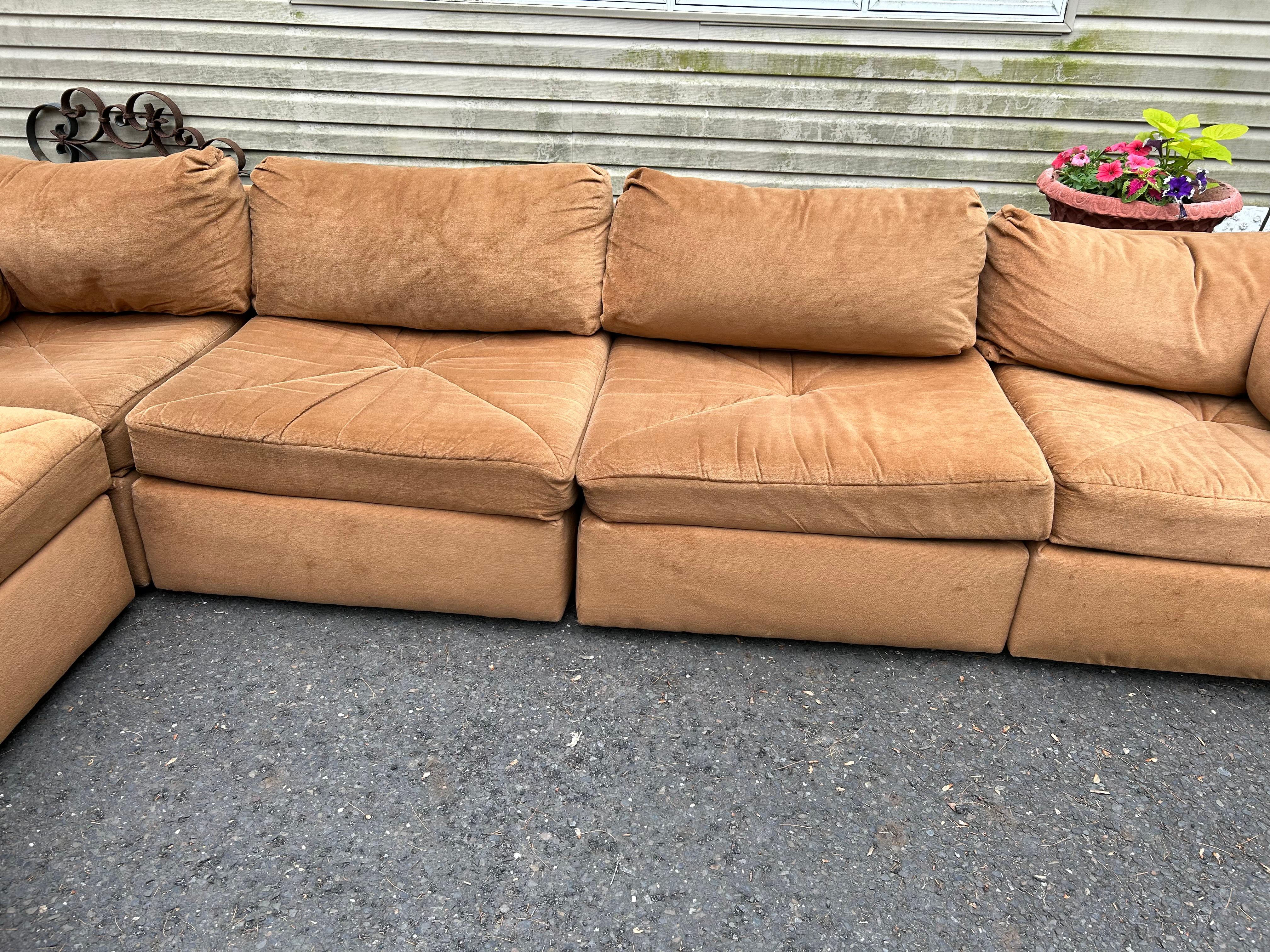 Milo Baughman style 6 Piece Cube Sofa Sectional Selig Mid-Century Modern 9
