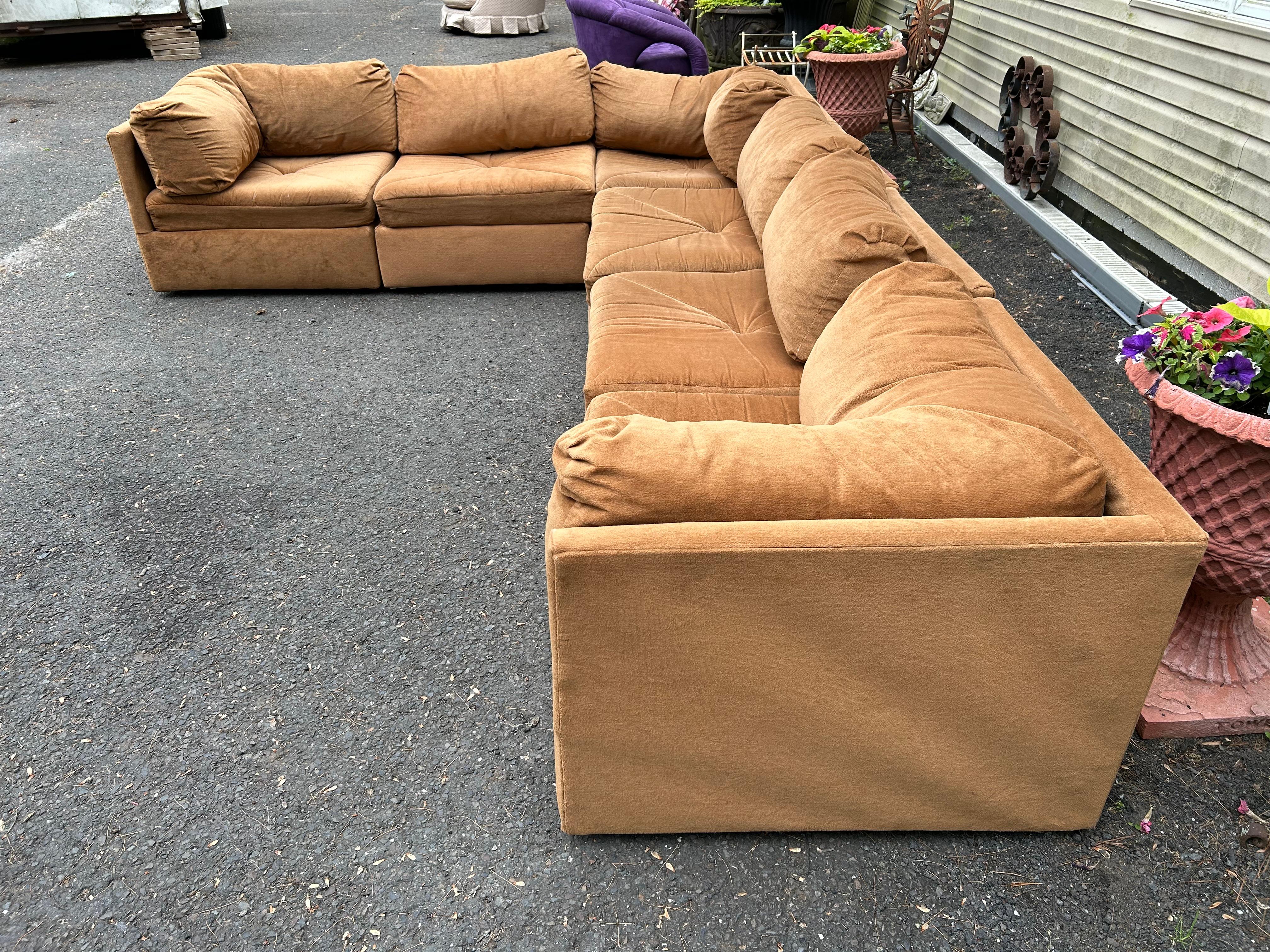 Milo Baughman style 6 Piece Cube Sofa Sectional Selig Mid-Century Modern 13