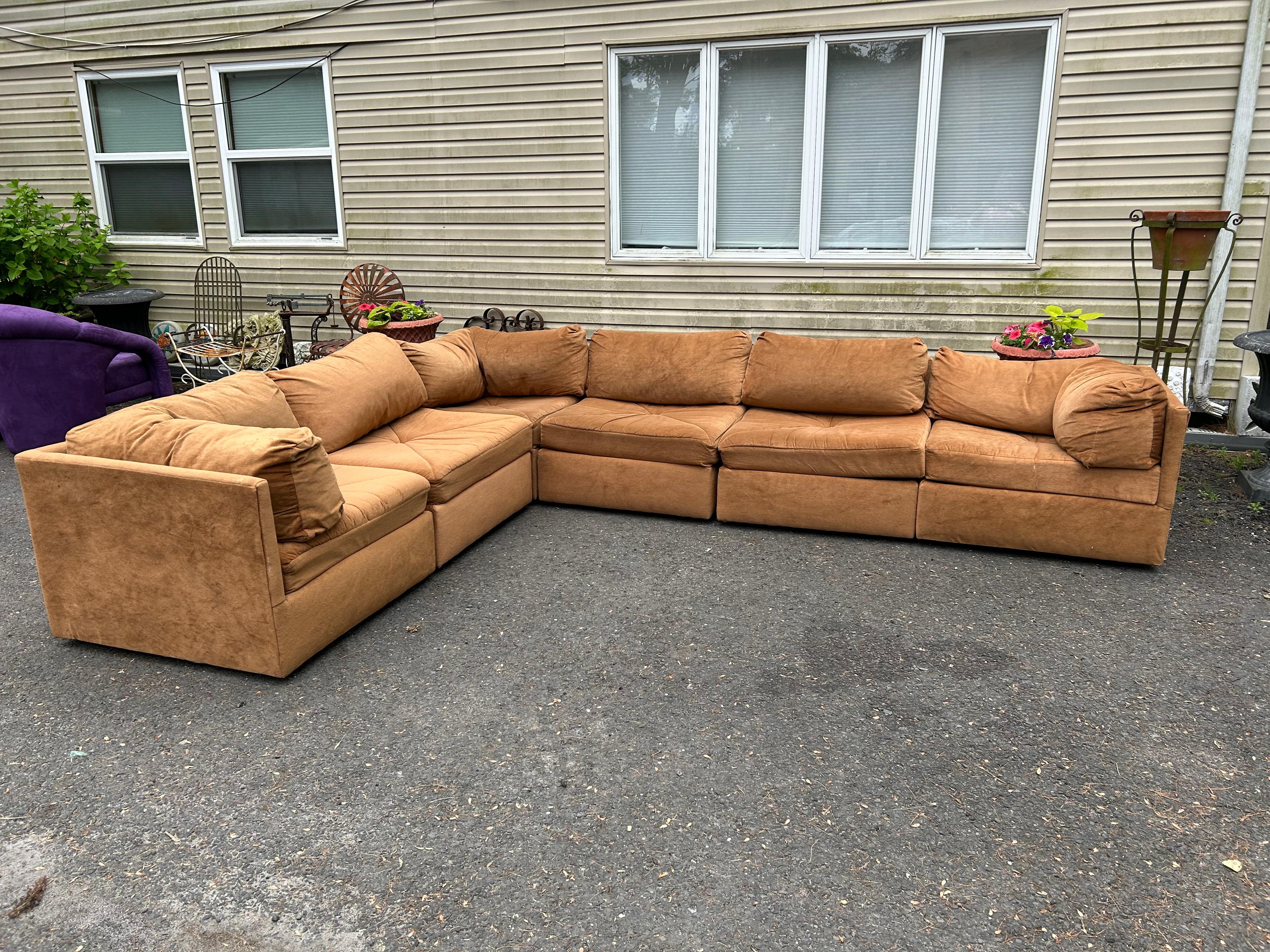 Milo Baughman style 6 Piece Cube Sofa Sectional Selig Mid-Century Modern 14