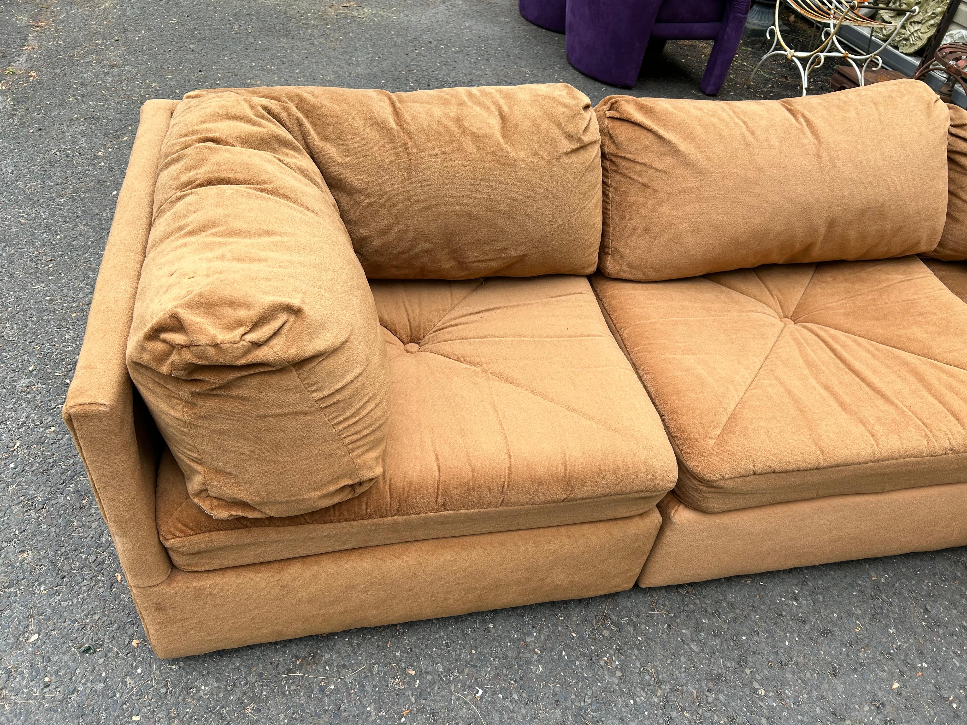 Late 20th Century Milo Baughman style 6 Piece Cube Sofa Sectional Selig Mid-Century Modern