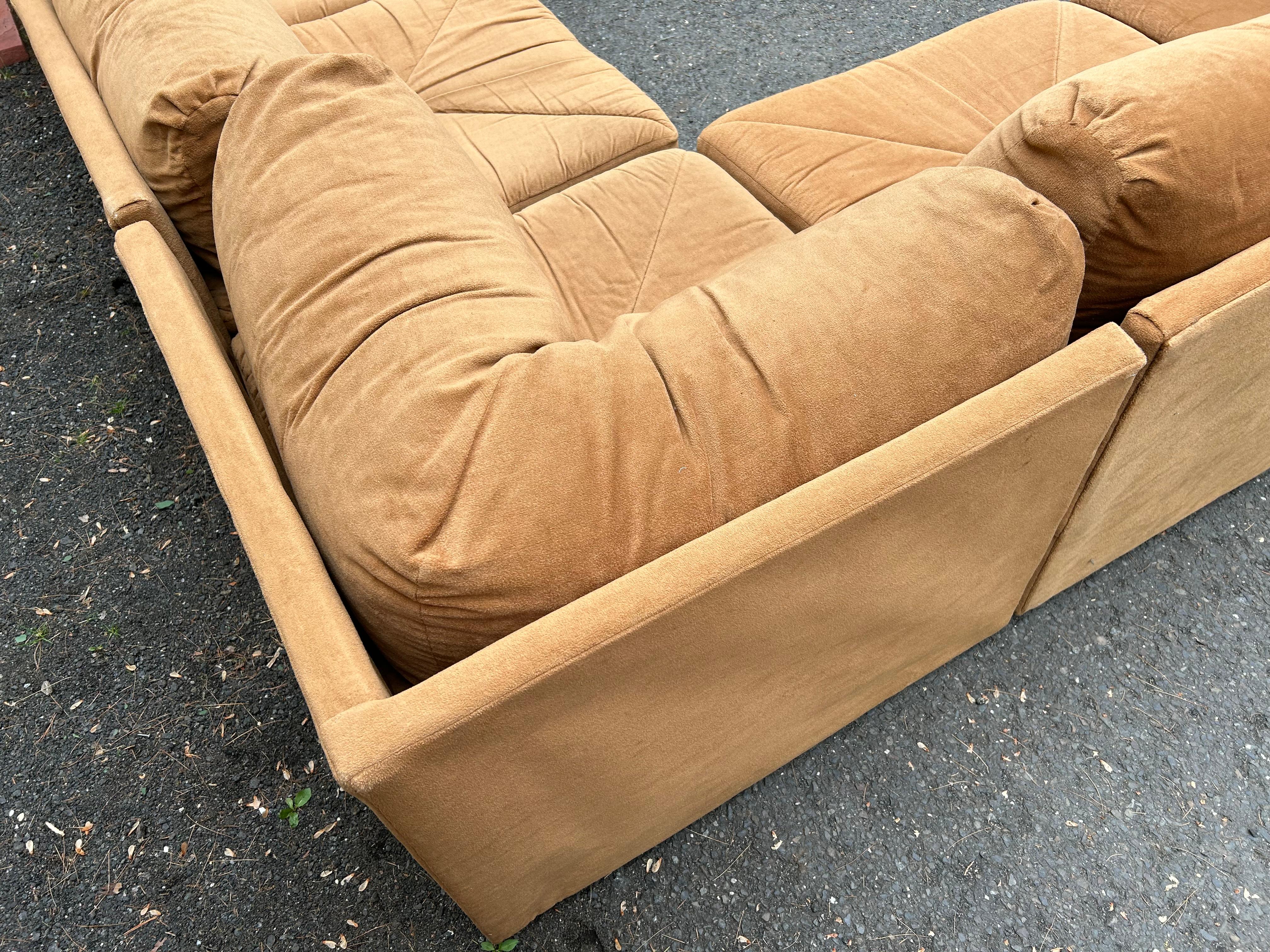 Milo Baughman style 6 Piece Cube Sofa Sectional Selig Mid-Century Modern 1