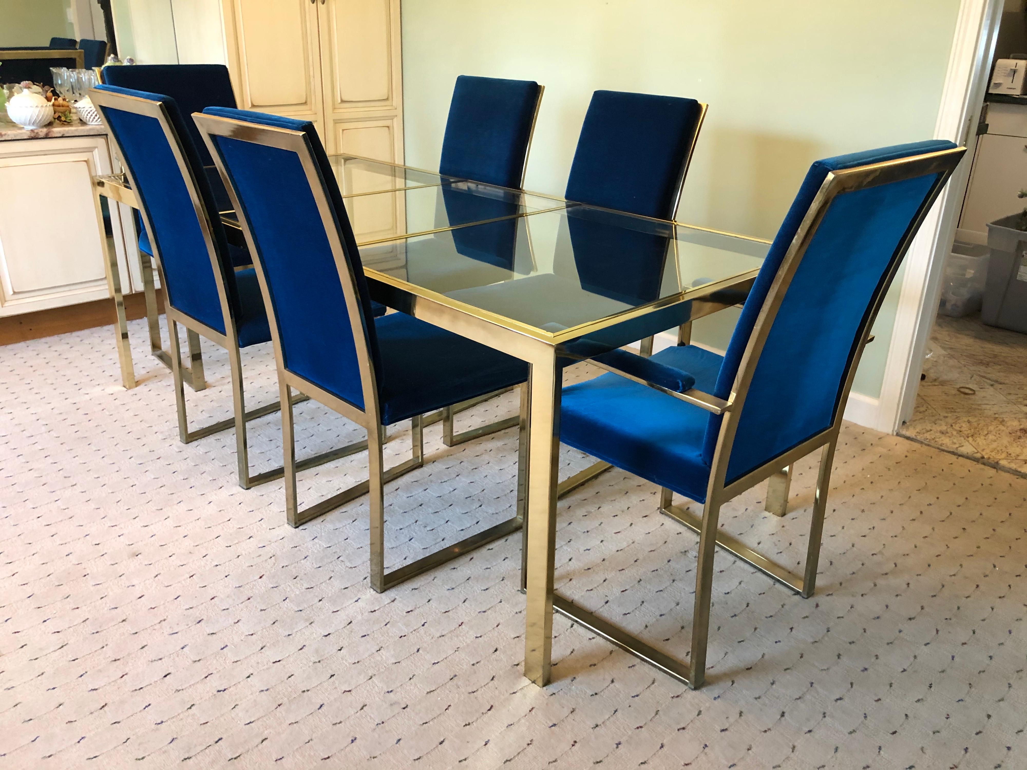 Milo Baughman Style Adjustable Brass Dining Table 6