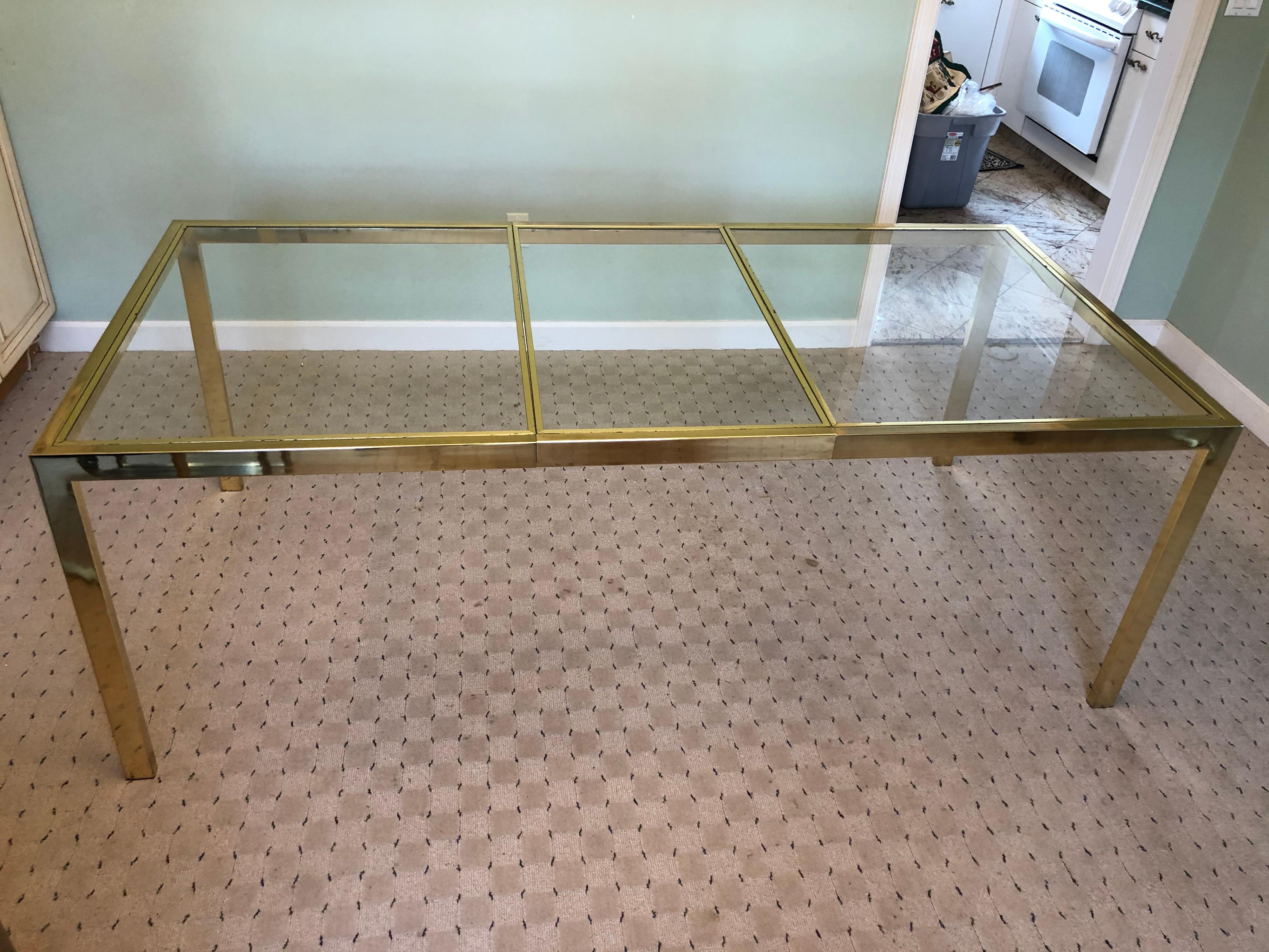 Canadian Milo Baughman Style Adjustable Brass Dining Table