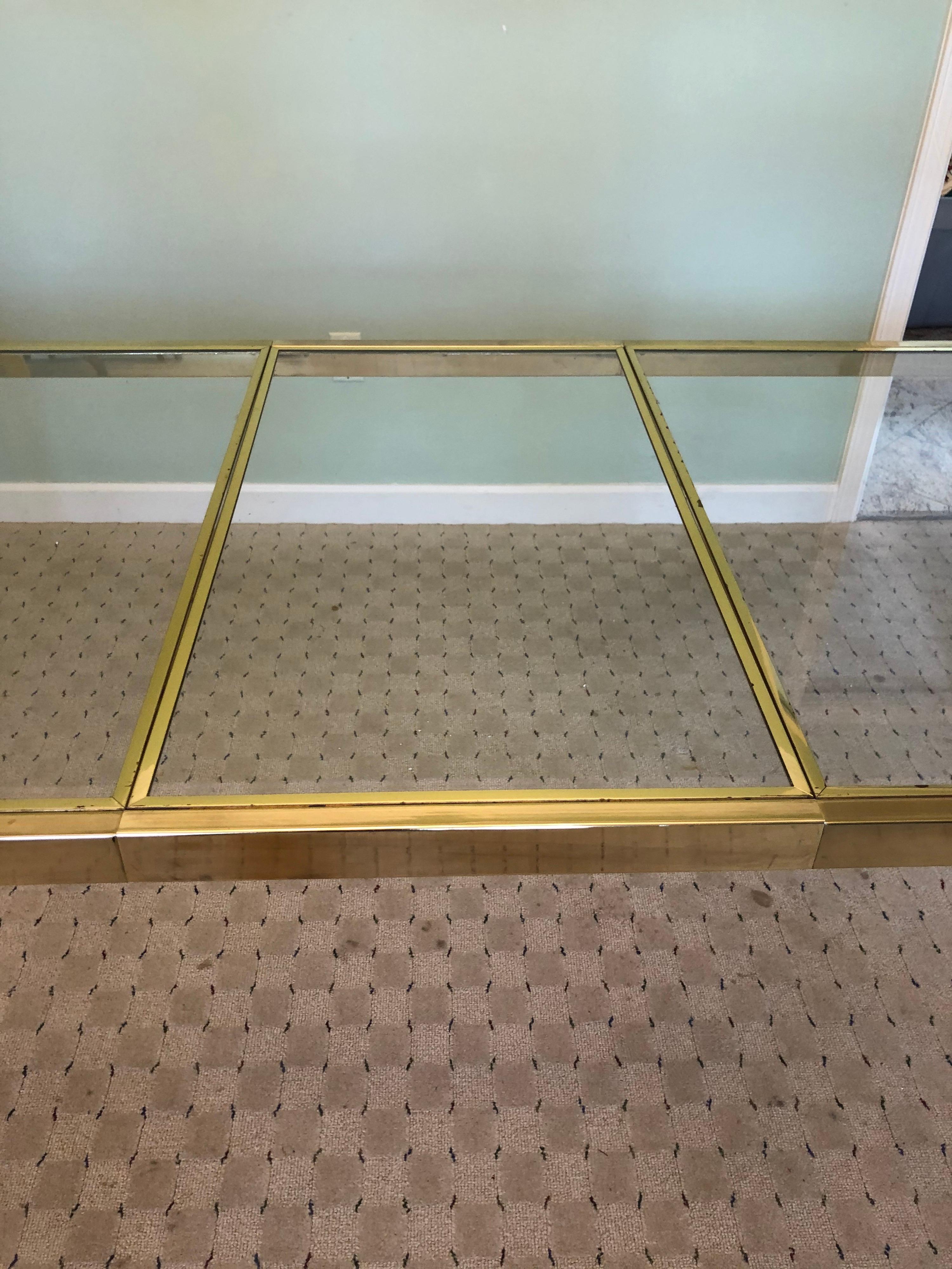 Plated Milo Baughman Style Adjustable Brass Dining Table