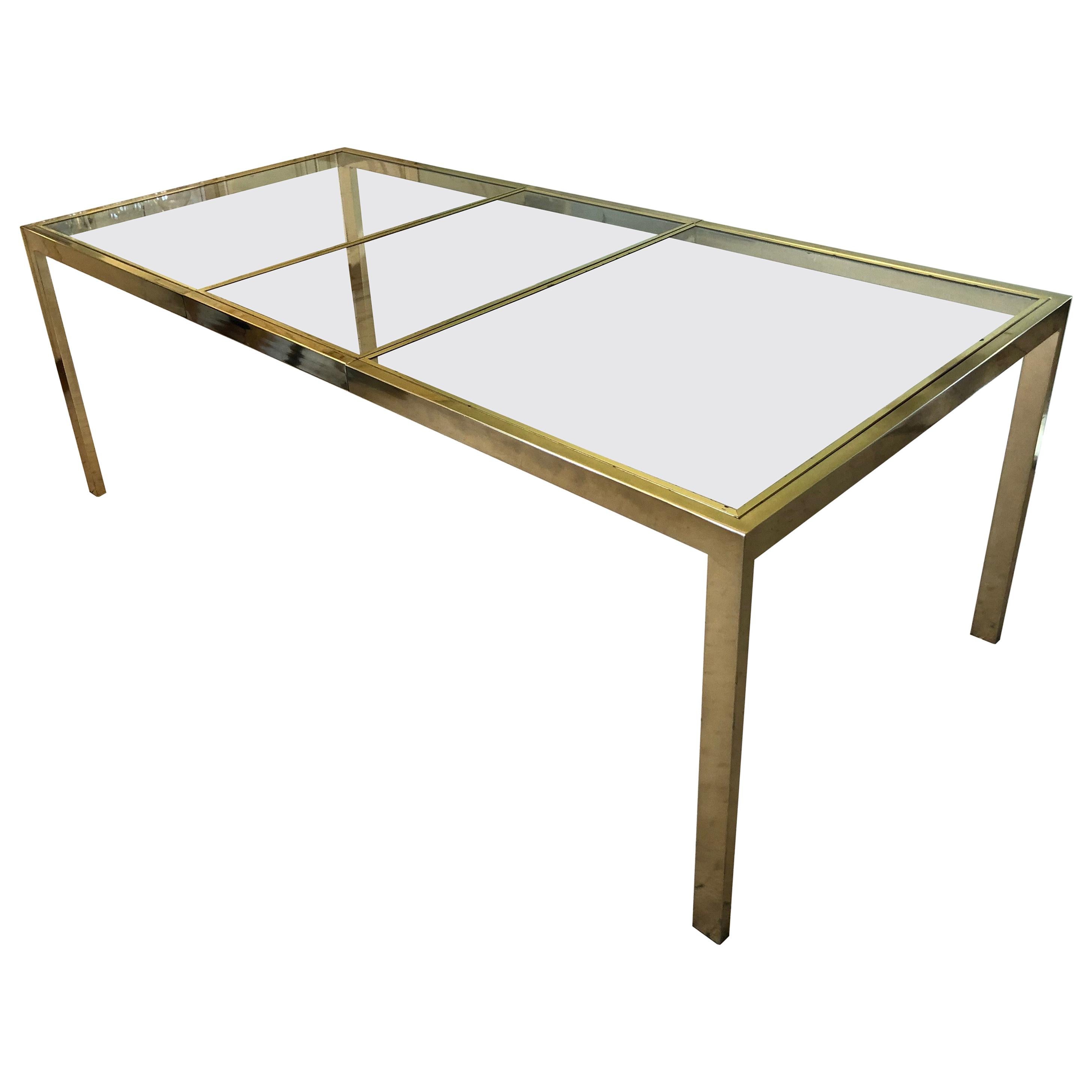 Milo Baughman Style Adjustable Brass Dining Table