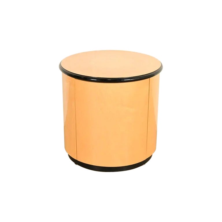 Milo Baughman Style Birdseye Maple Drum Side Table by Henredon For Sale