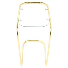 Milo Baughman Style Brass and Glass Cantilever Side End Tables (2)