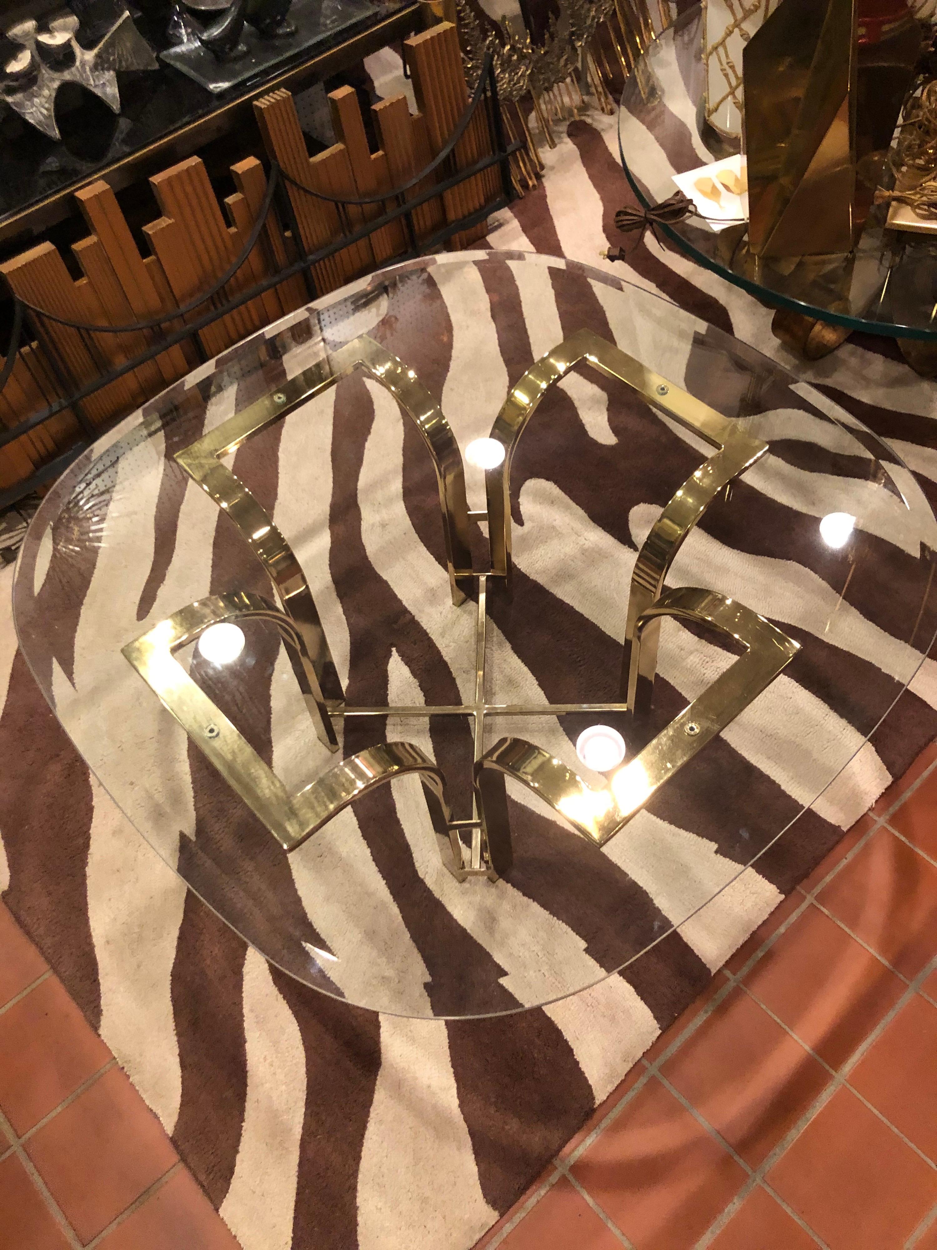 Milo Baughman Style Brass and Glass Coffee Table 7