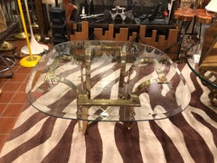 Table basse en laiton et verre style Milo Baughman