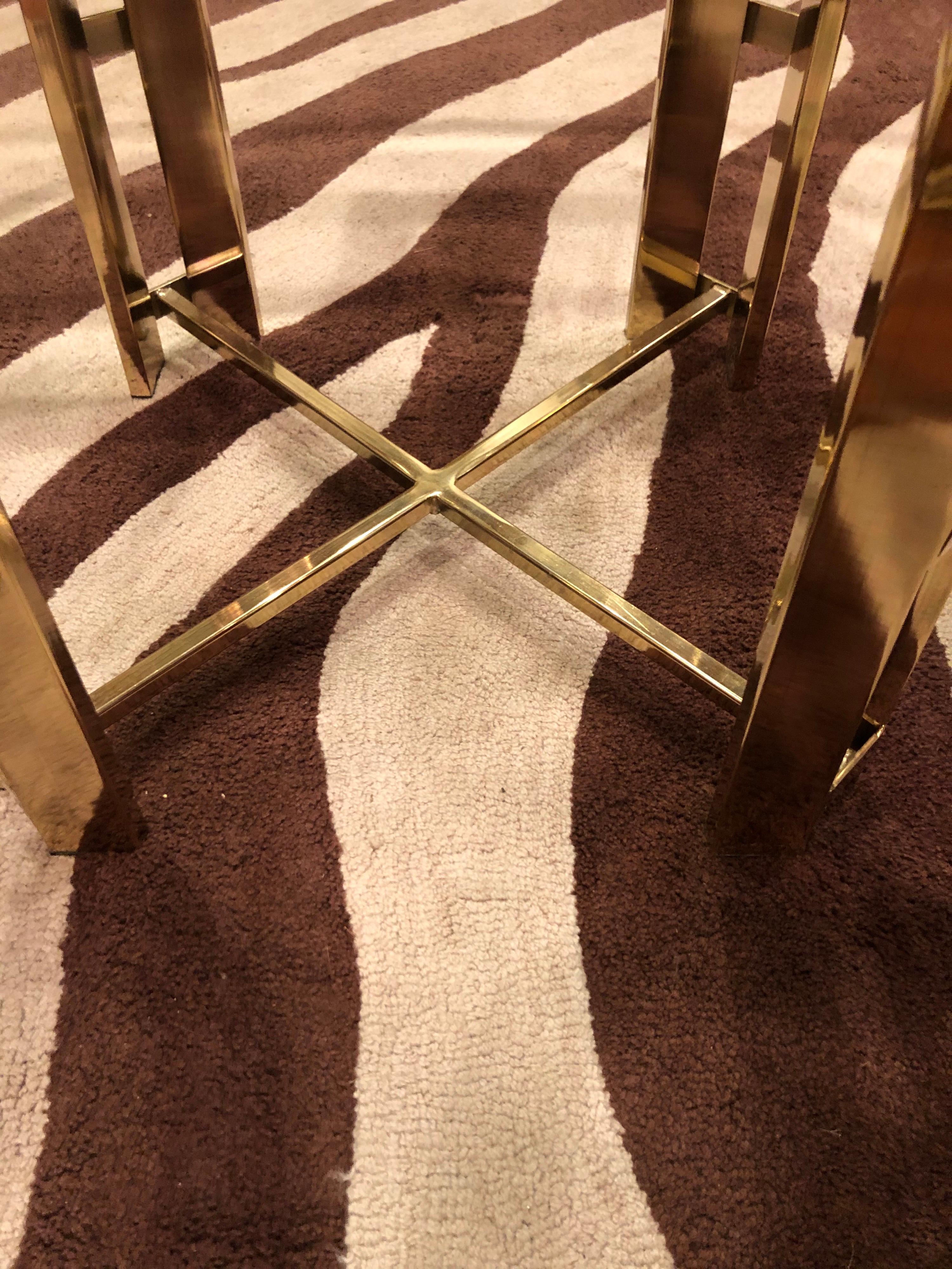 Milo Baughman Style Brass and Glass Coffee Table 2